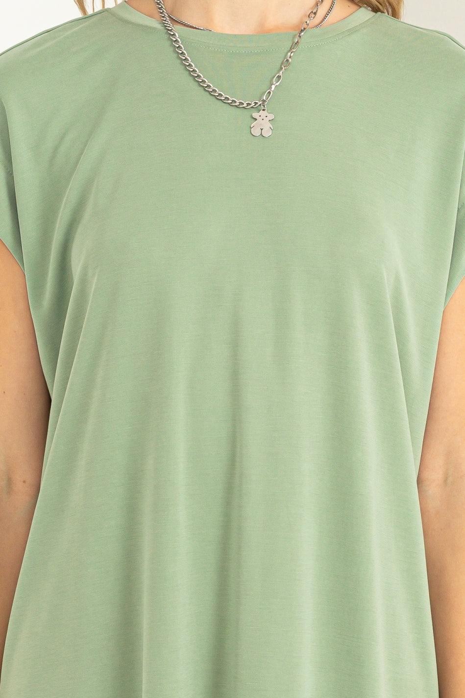 Wholesale Lazy Day Dolman Short Sleeves Midi Dress Dresses DZ23A795 MATTE OLIVE DOUBLE ZERO