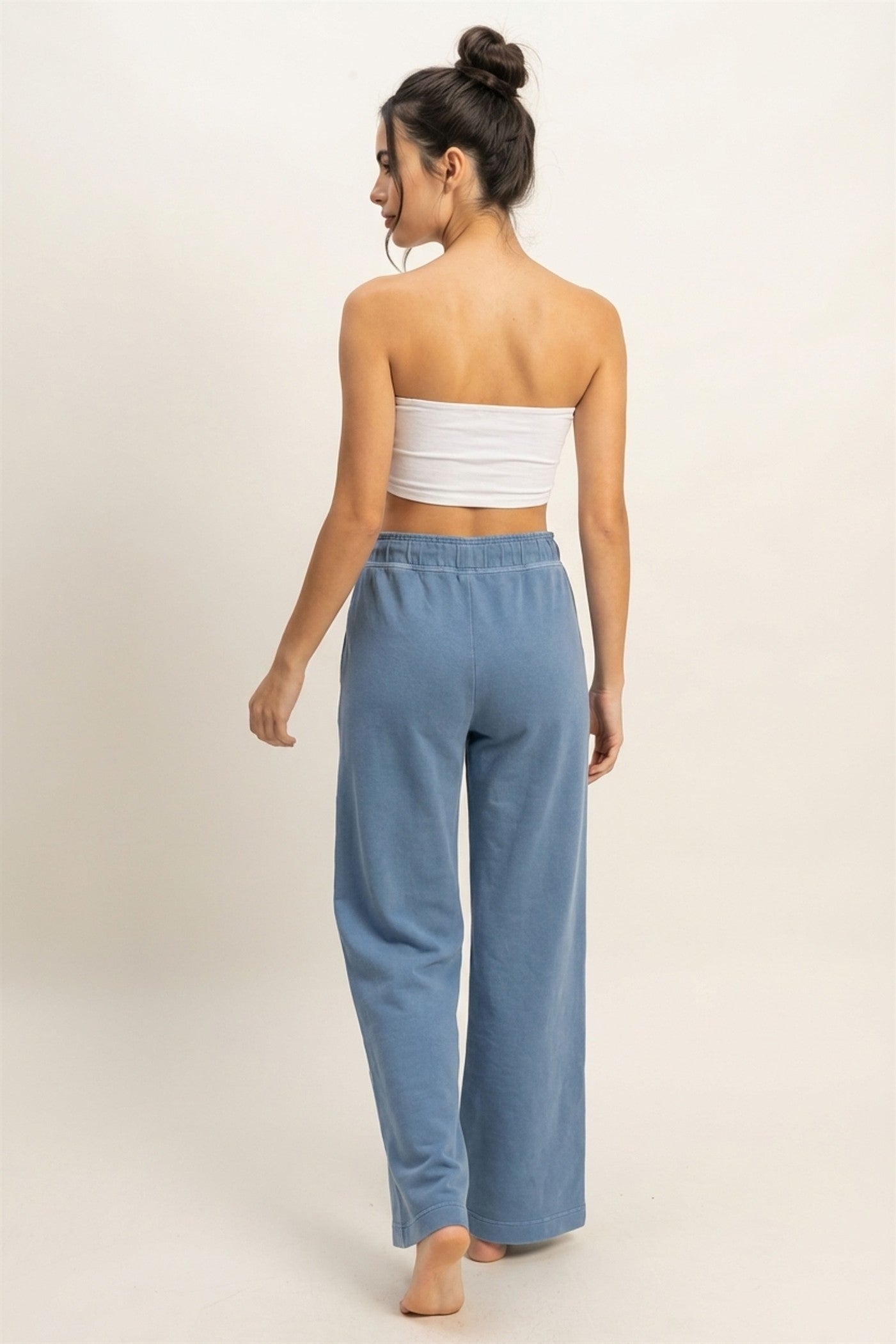 Wholesale High Waist Flare Pants Pants DZ24C346-D GRAY BLUE DOUBLE ZERO