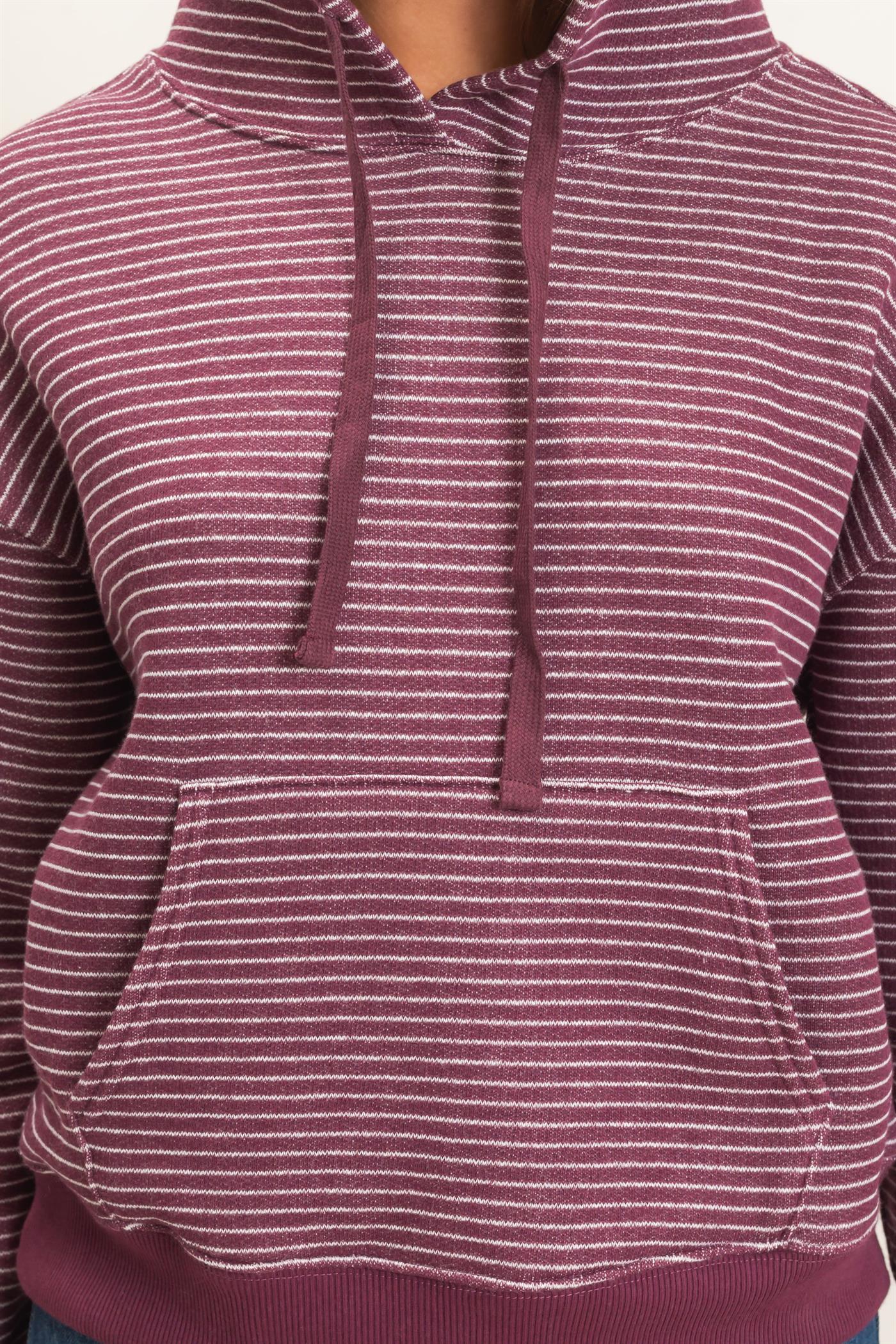 Wholesale Striped French Terry Hoodie Hoodies DZ26C619 DARK CHERRY DOUBLE ZERO