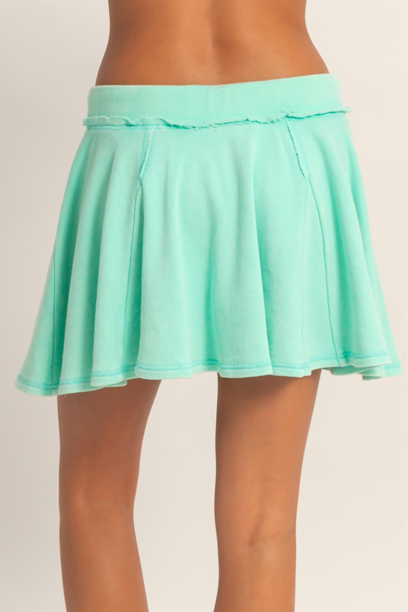 Wholesale Acid Washed Mid Wiast Flowy Skort Skorts DZ26A928 MINT DOUBLE ZERO