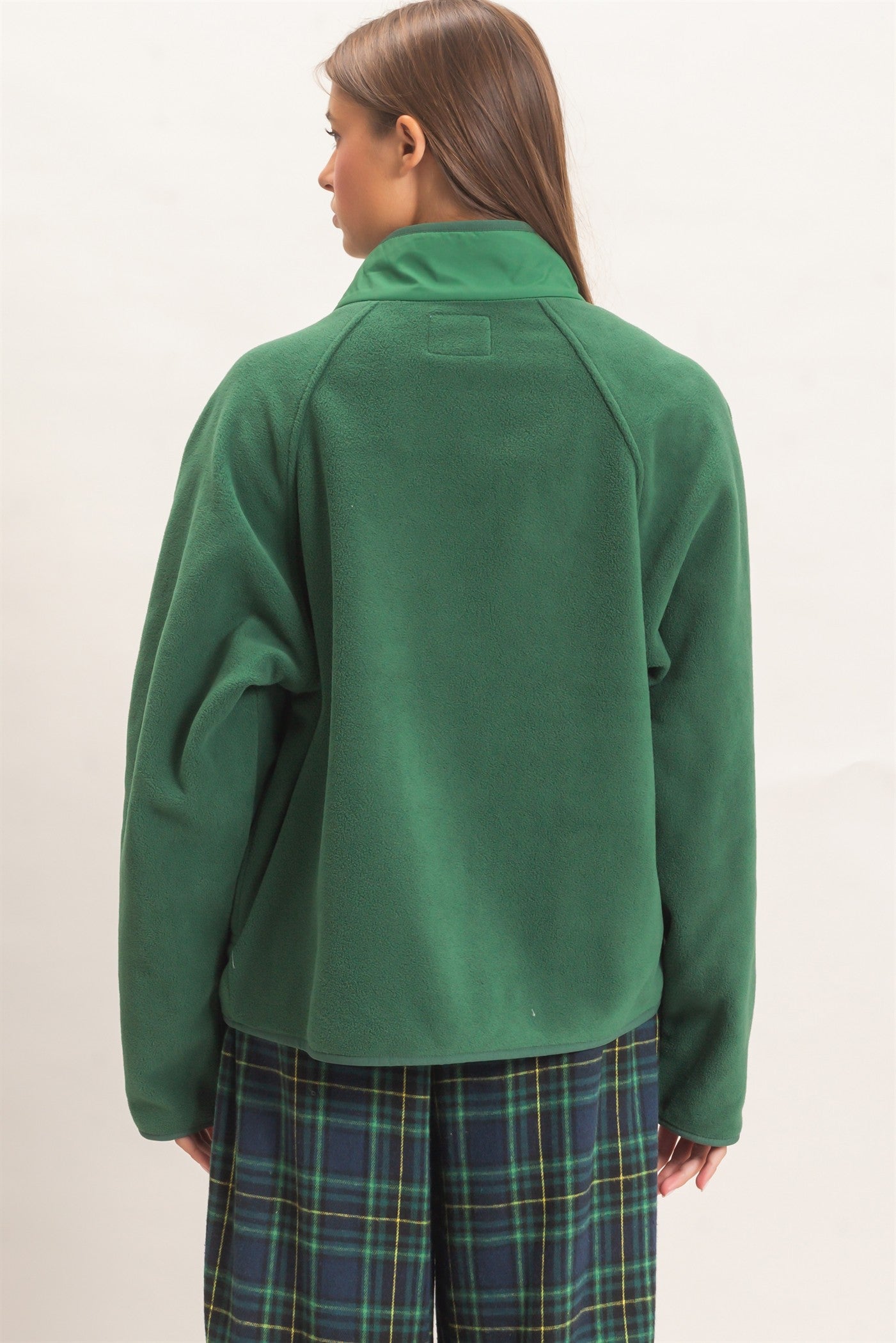 Wholesale Fleece Jacket With Button Front Coats & Jackets DZ26F086 DARK GREEN DOUBLE ZERO
