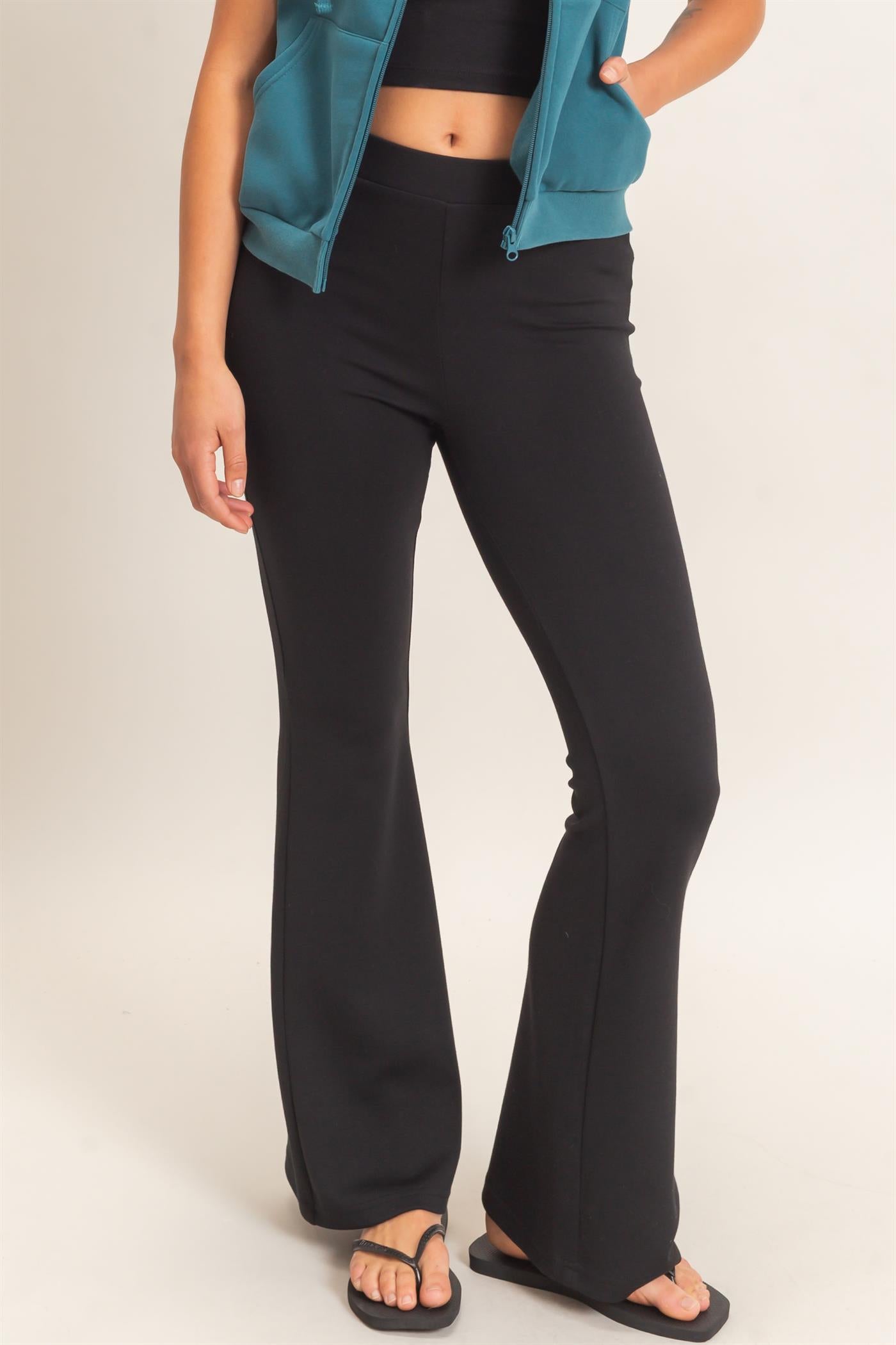Wholesale Flared Elastic Waist Pants Pants DZ26E393 BLACK DOUBLE ZERO