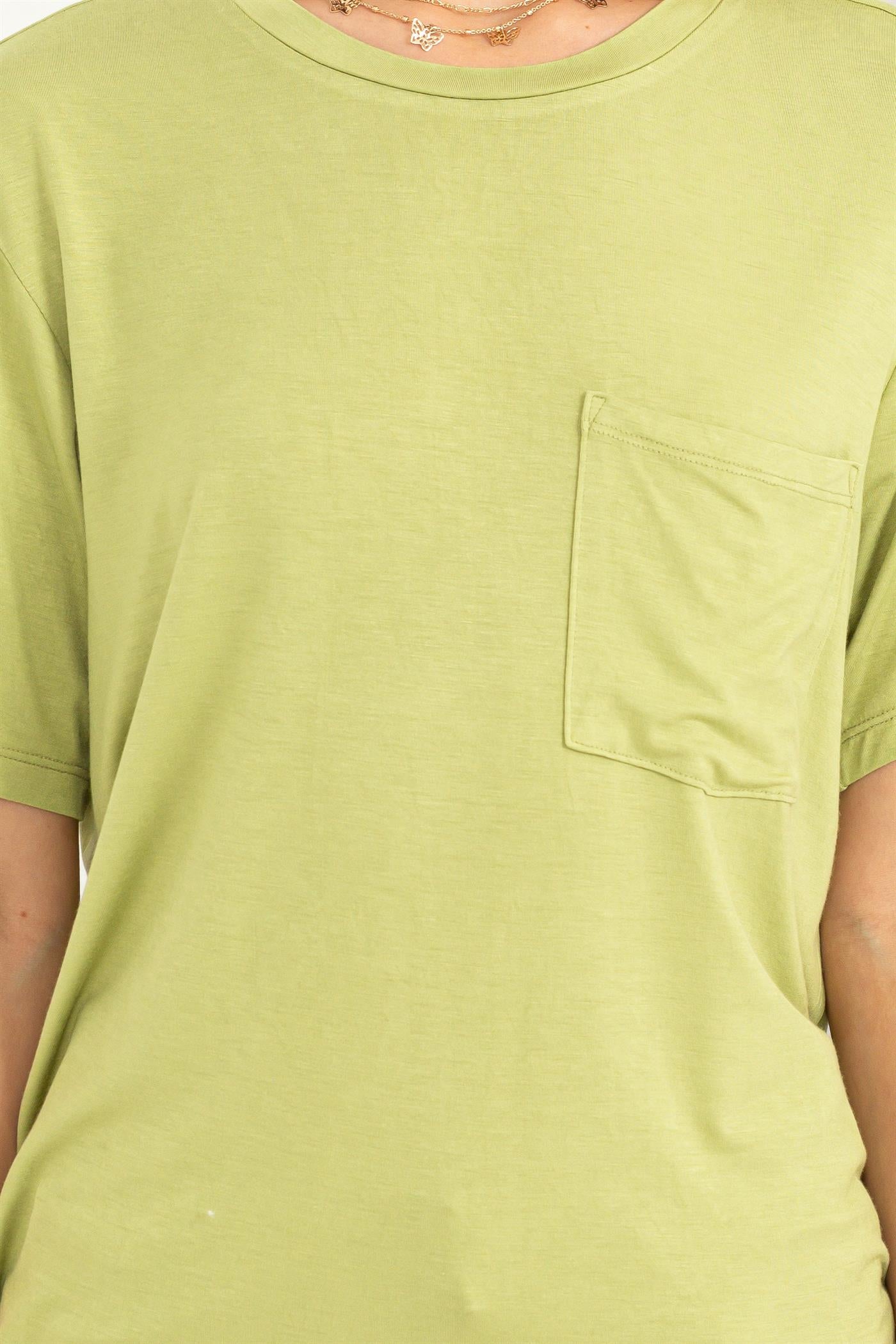 Wholesale Oversized Pocket Tee Clothing Tops DZ23C568 PALE OLIVE HYFVE