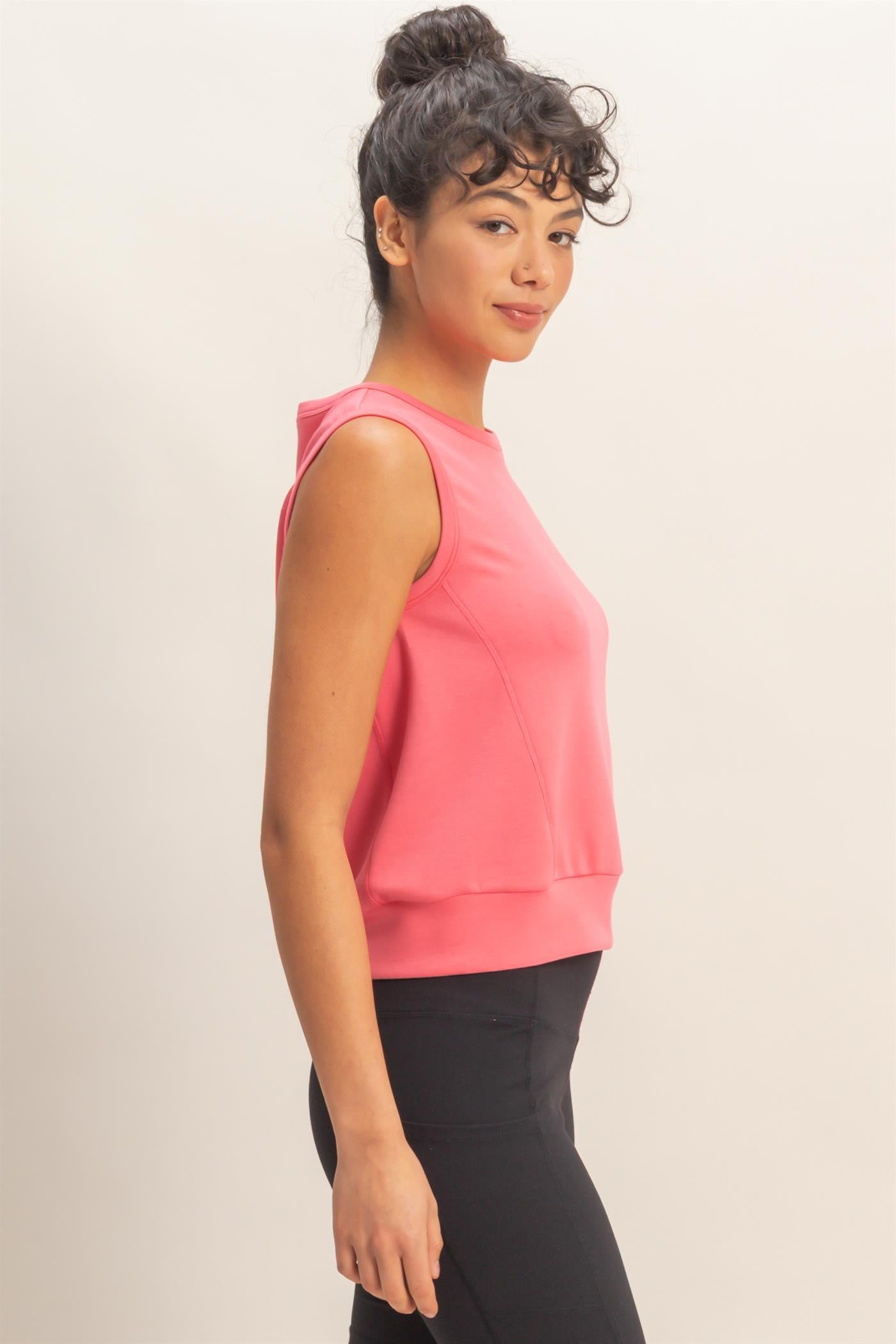 Wholesale Sleeveless Crew Neck Top Clothing Tops DZ26C709 TAFFY PINK DOUBLE ZERO