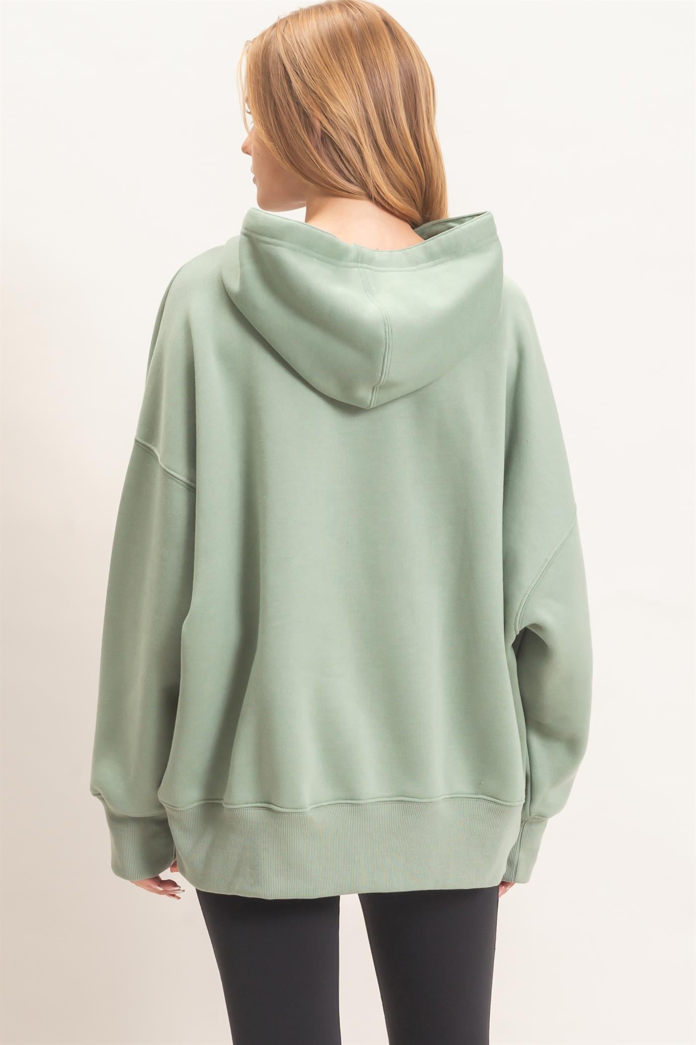 Wholesale Enzyme Wash Drop Shoulder Hoodie Hoodies HF26E235 SAGE HYFVE