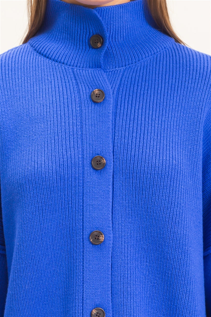 Wholesale High Neck Oversized Cardigan Cardigans DZ26E280 COBALT DOUBLE ZERO