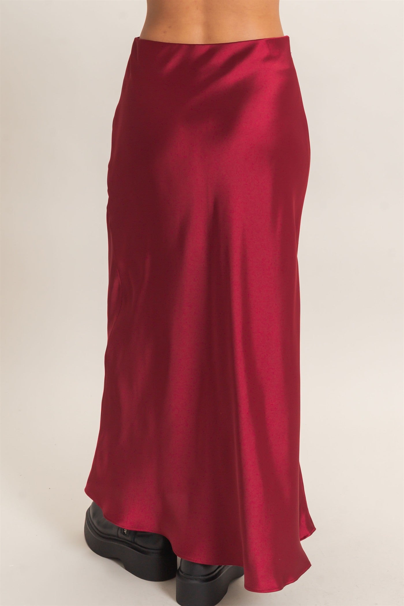 Wholesale Satin Maxi Skirt Skirts DZ26C970 BURGUNDY DOUBLE ZERO