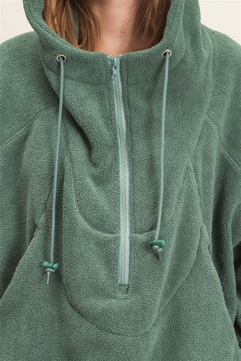 Wholesale Half-Zip Fleece Hoodie Hoodies HF26E561 PISTACHIO HYFVE