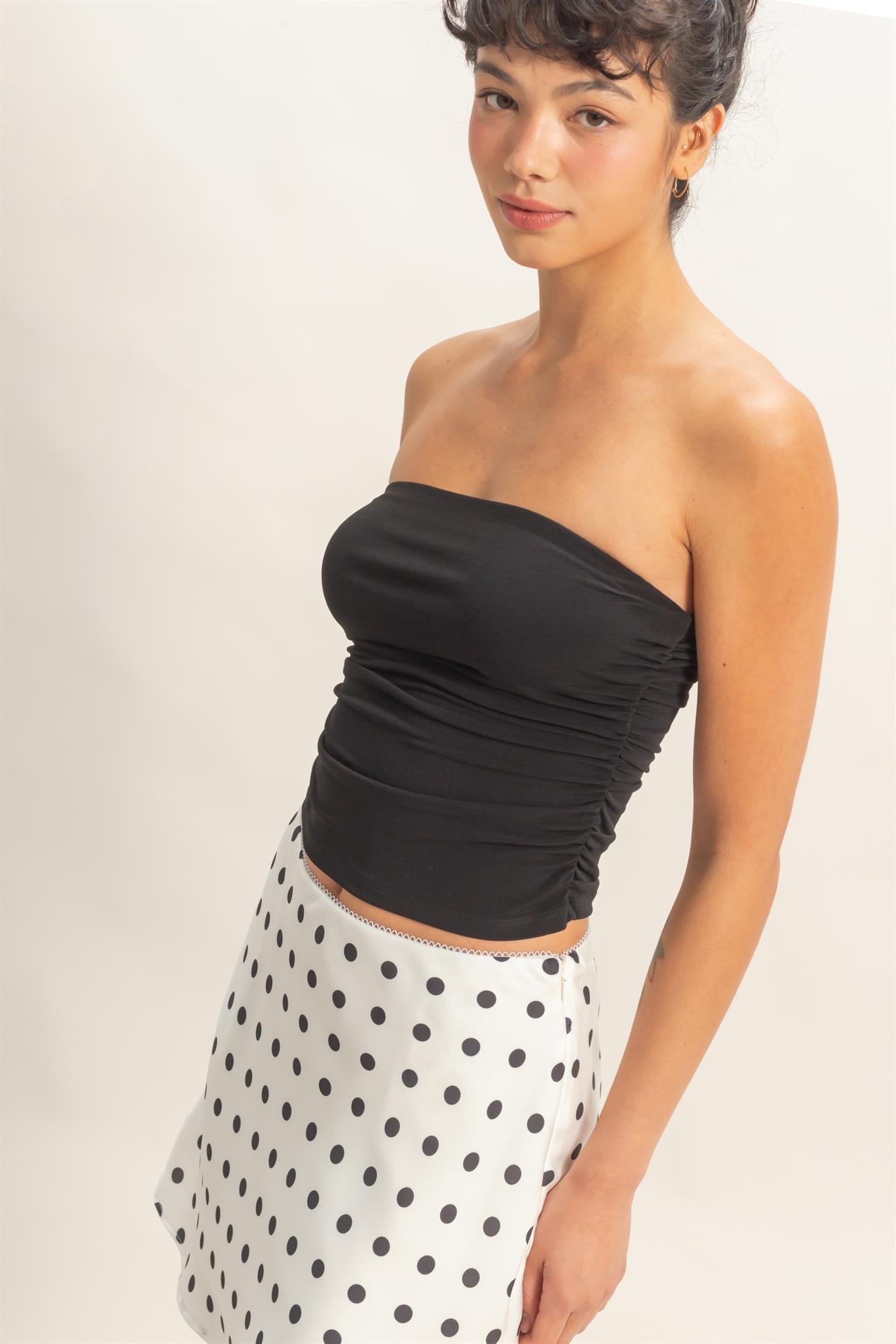 Wholesale Ruched Bandeau Top Clothing Tops DZ26C334 BLACK DOUBLE ZERO