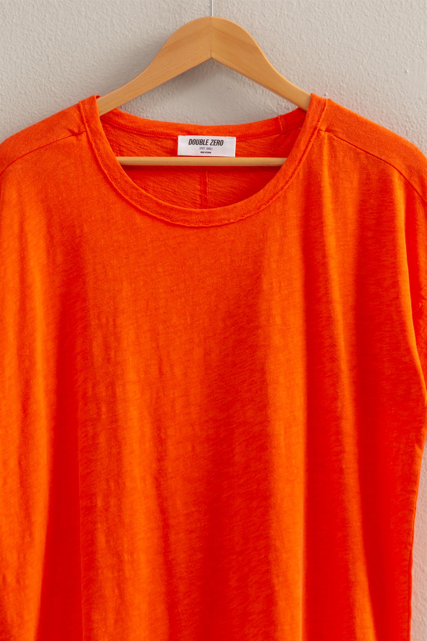 Wholesale Short Sleeve Relaxed Basic Washed Tee Clothing Tops DZ25A671 TOMATO DOUBLE ZERO