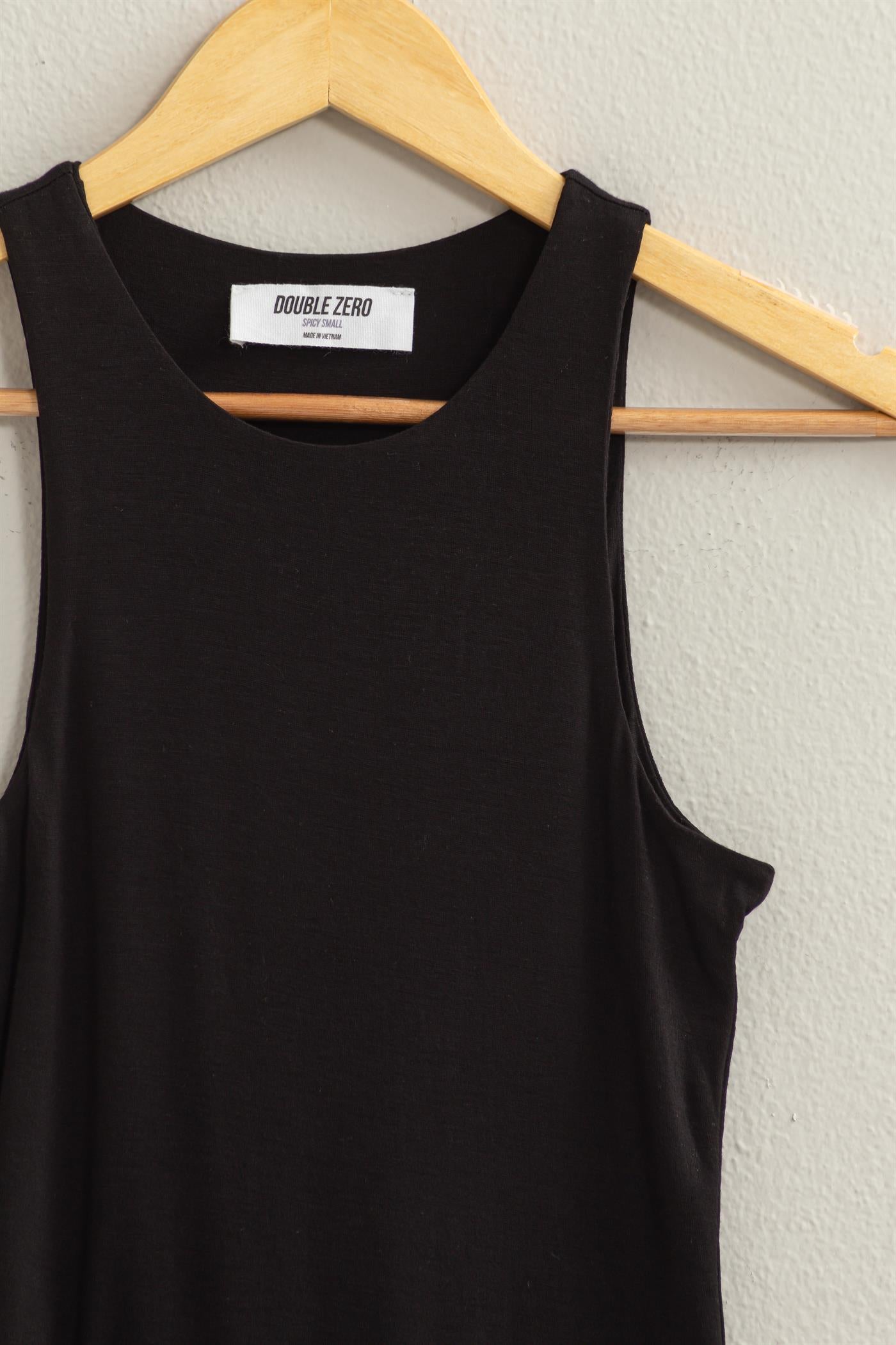 Wholesale Sleeveless Tank Top Bodysuit Clothing Tops DZ24A893-D BLACK DOUBLE ZERO
