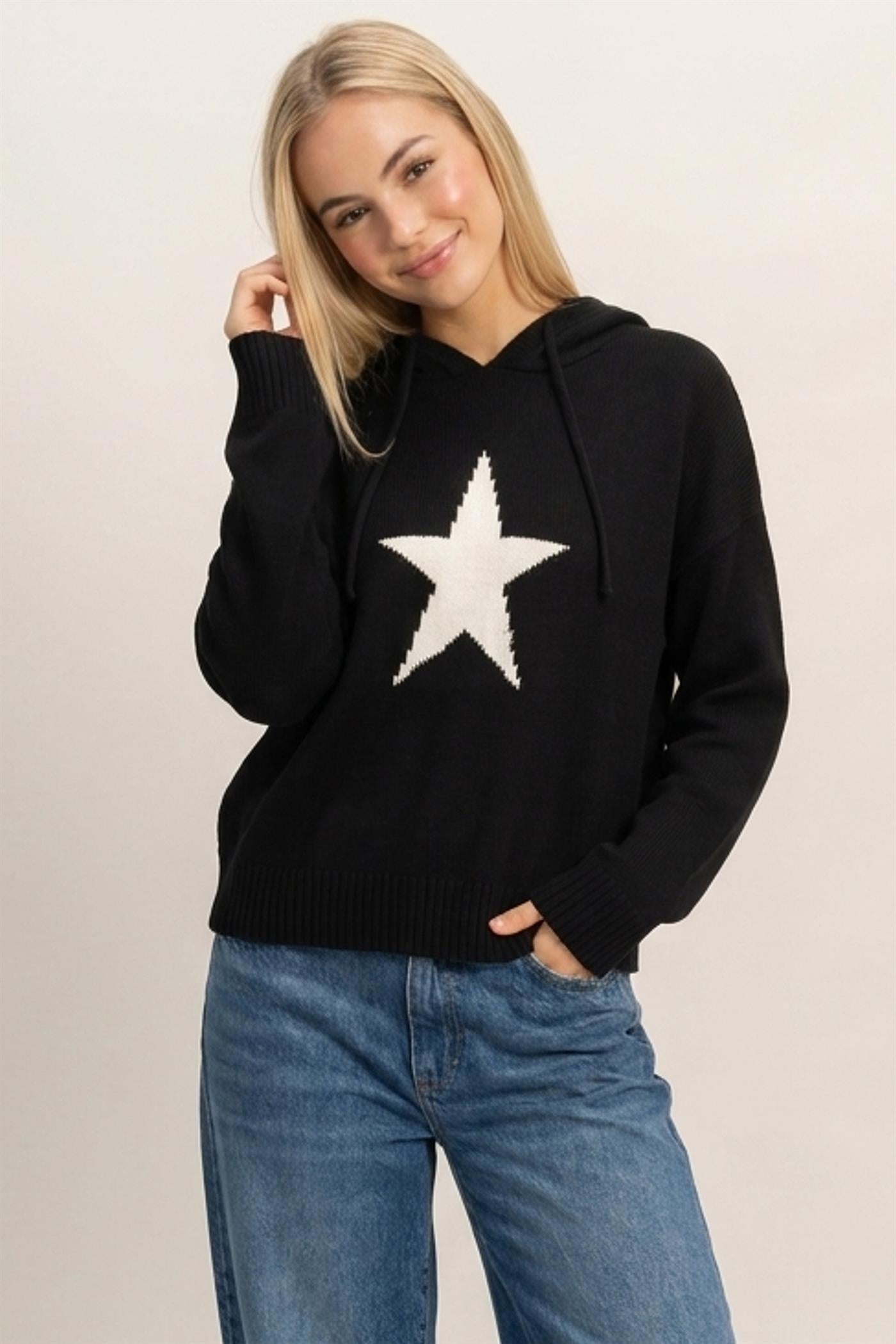 Wholesale Star Hooded Sweater Hoodies DZ26E811 BLACK DOUBLE ZERO