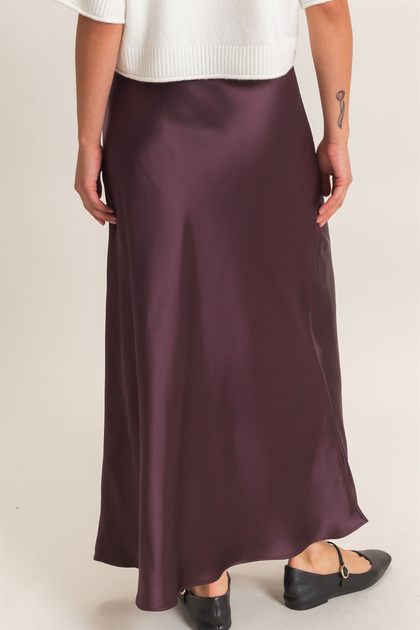 Wholesale Satin Maxi Skirt Skirts DZ26C970 DARK CHERRY DOUBLE ZERO