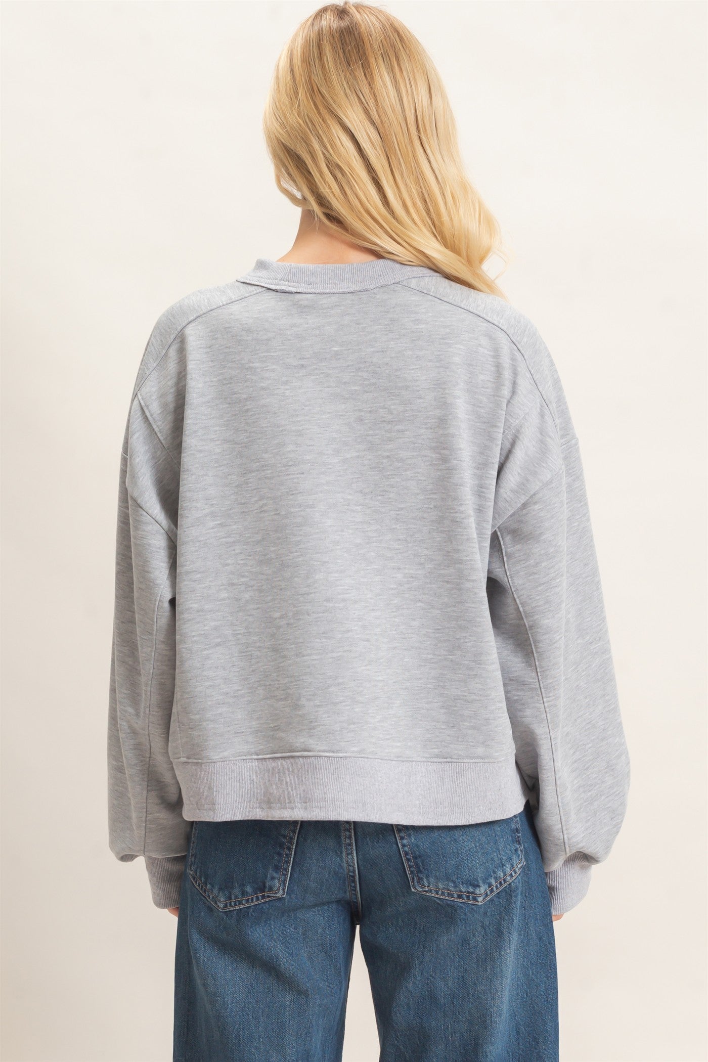 Wholesale Ribbed Crew Neck Sweatshirt Sweatshirts HF26F087 HEATHER GRAY HYFVE