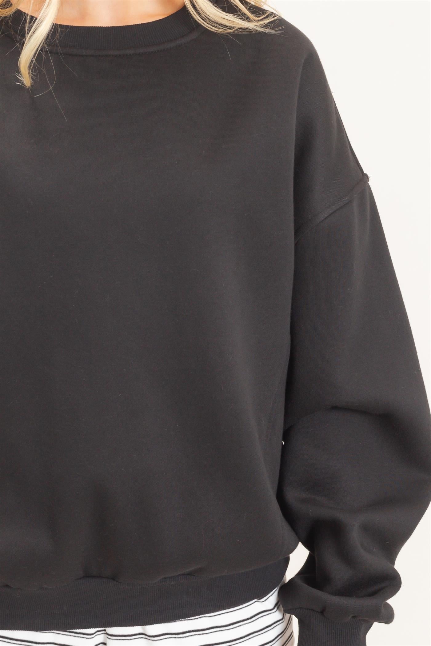 Wholesale Oversized Dropped Shoulder Sweatshirt Sweatshirts HF26F141 BLACK HYFVE