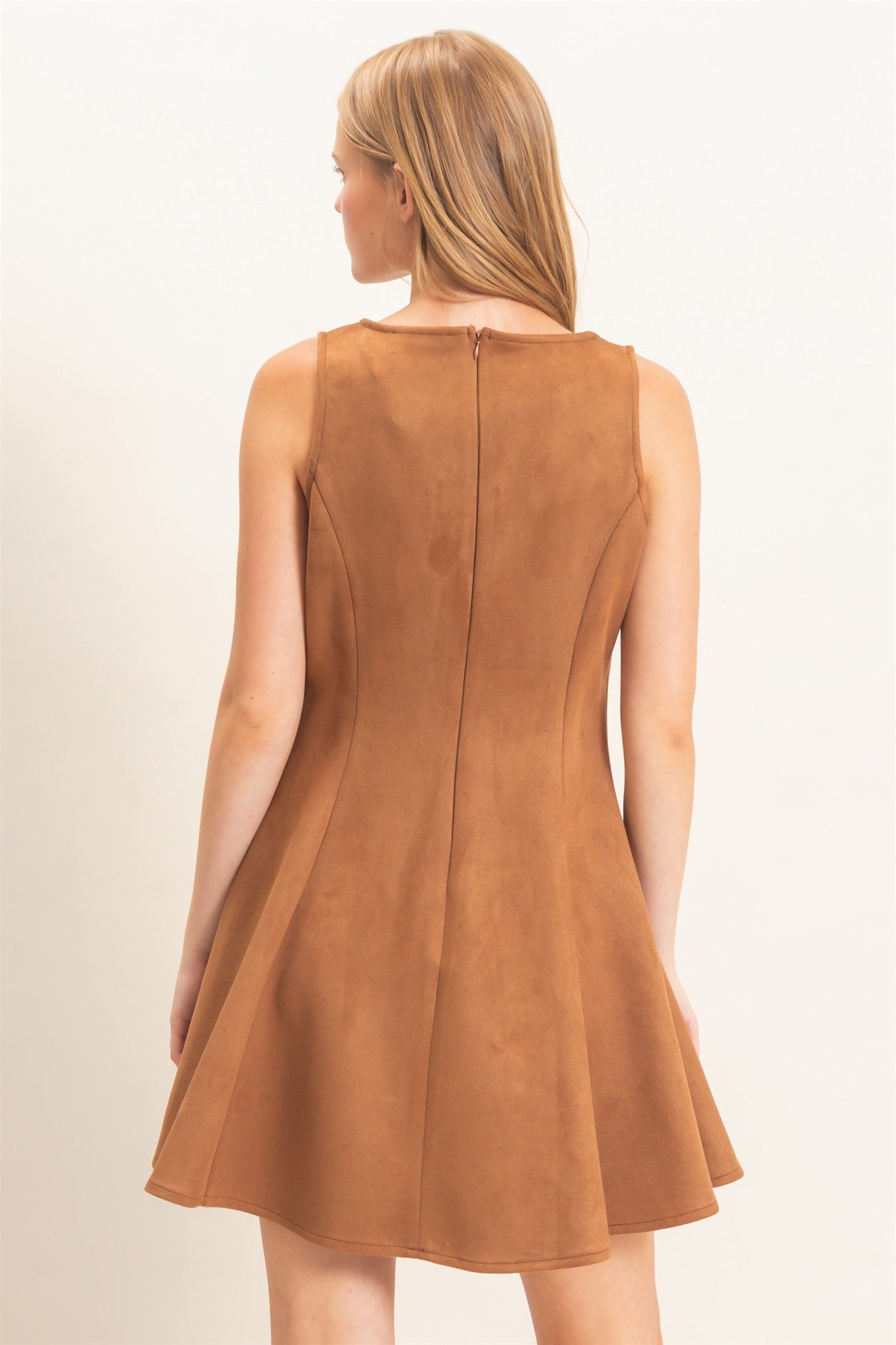 Wholesale Sleeveless Suede Mini Dress Dresses HF26F218 CAMEL HYFVE