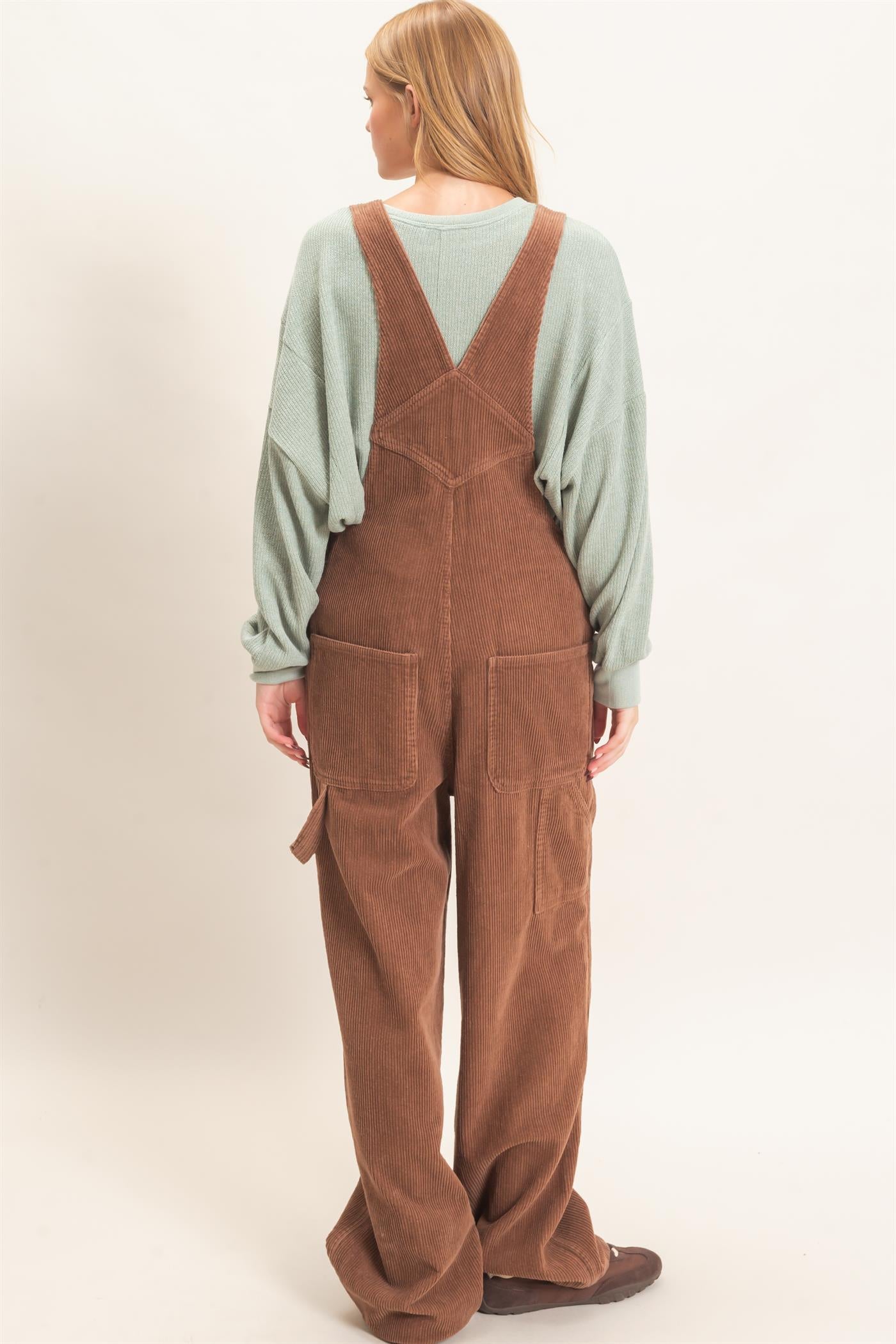 Wholesale Mineral Wash Corduroy Overalls Clothing HF26F210-D BROWN HYFVE