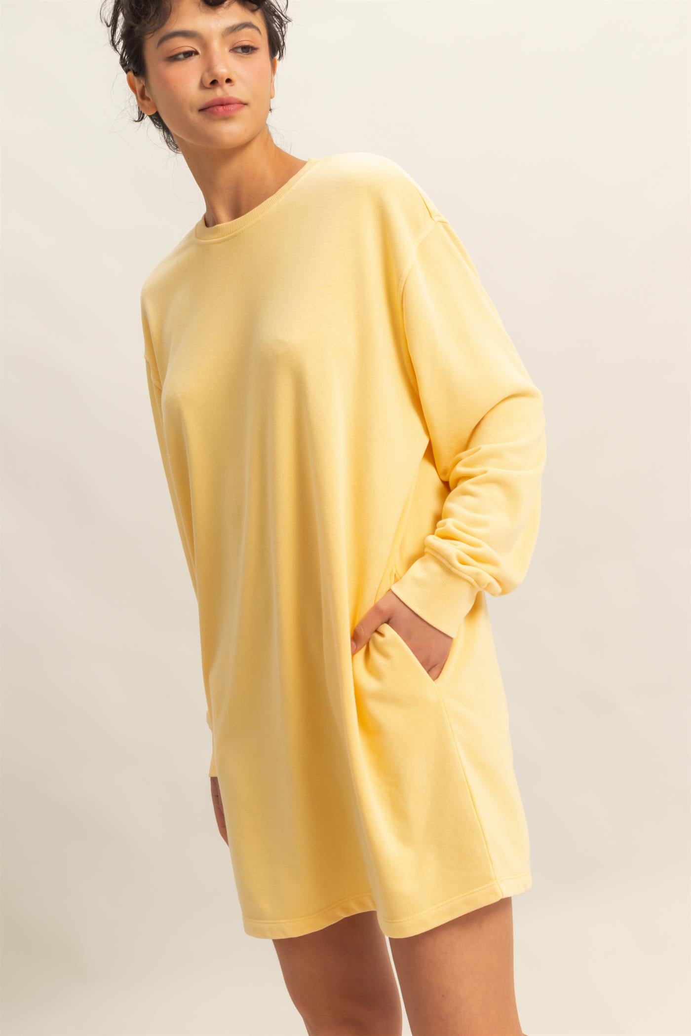 Wholesale Long Sleeve Oversized Mini Dress Dresses DZ25E114 SUNFLOWER DOUBLE ZERO