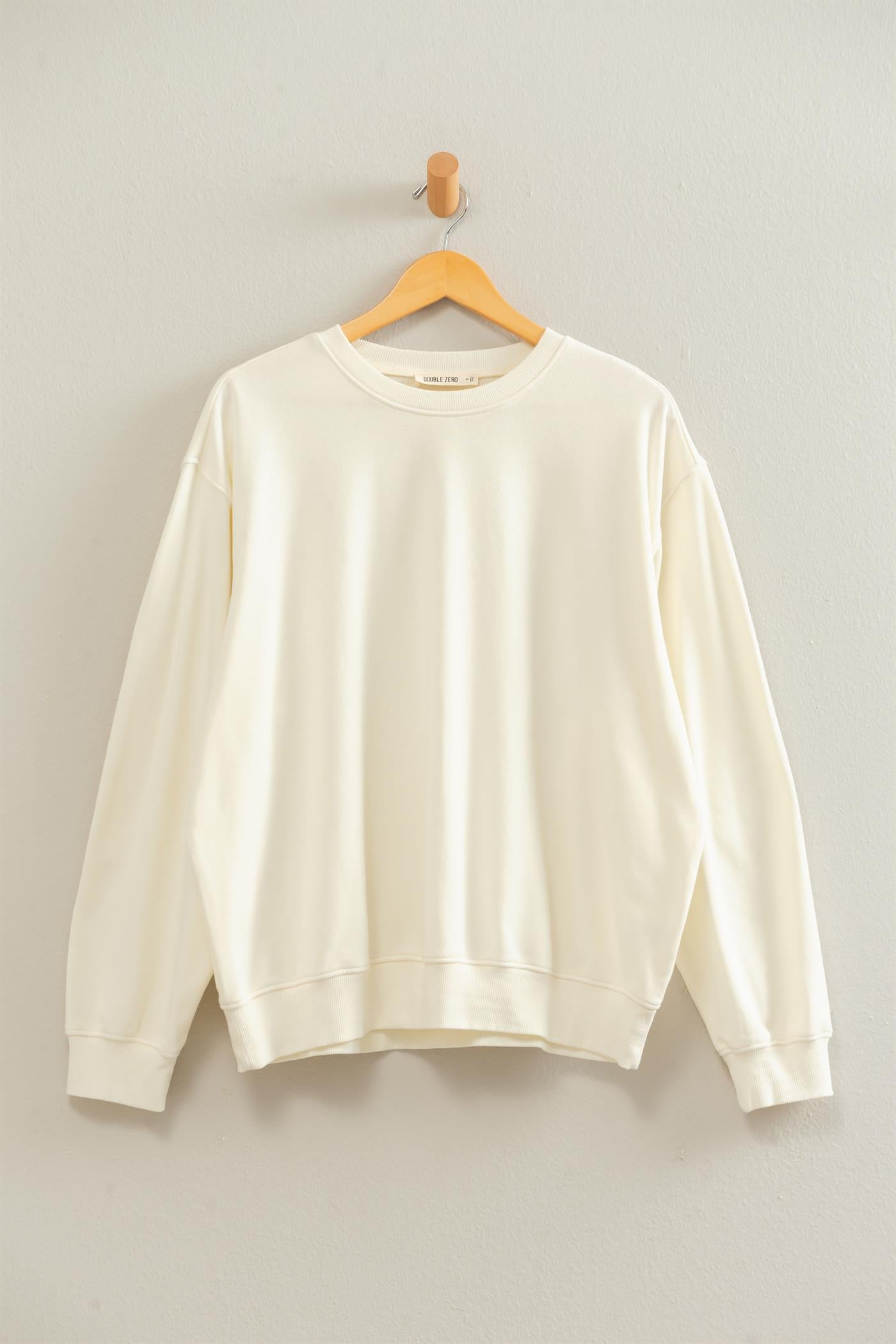 Wholesale Mineral Wash Crew Neck Sweatshirt Sweatshirts DZ26E990 CREAM DOUBLE ZERO