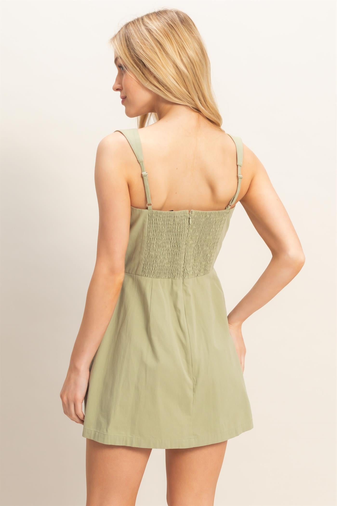 Wholesale Square Neck Mini Dress Dresses HF26C150 SAGE HYFVE