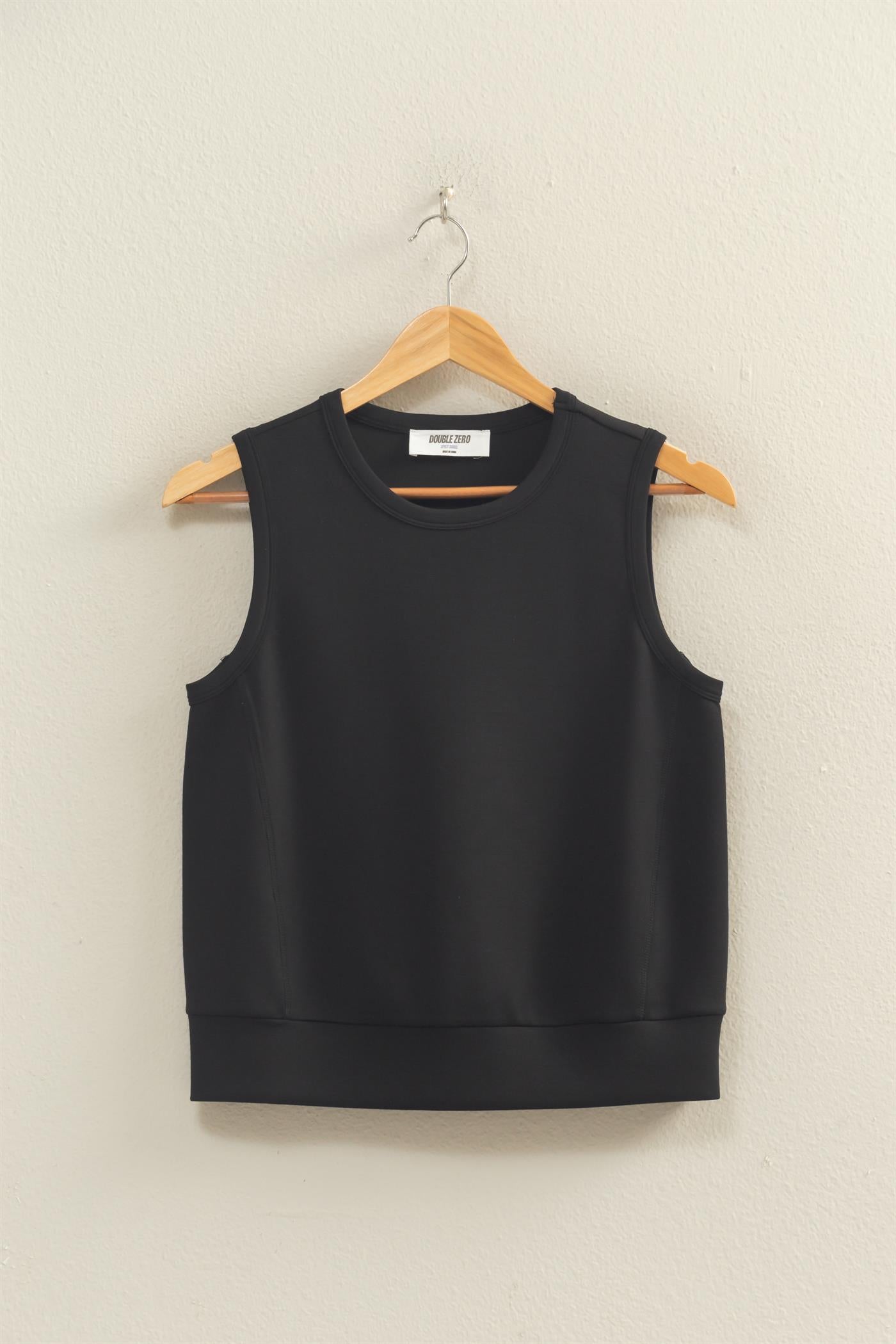 Wholesale Sleeveless Crew Neck Top Clothing Tops DZ26C709 BLACK DOUBLE ZERO