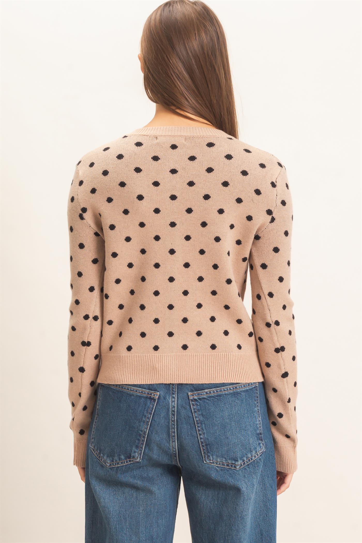 Wholesale Polka Dot Cardigan Sweaters DZ26E453 TAUPE DOUBLE ZERO