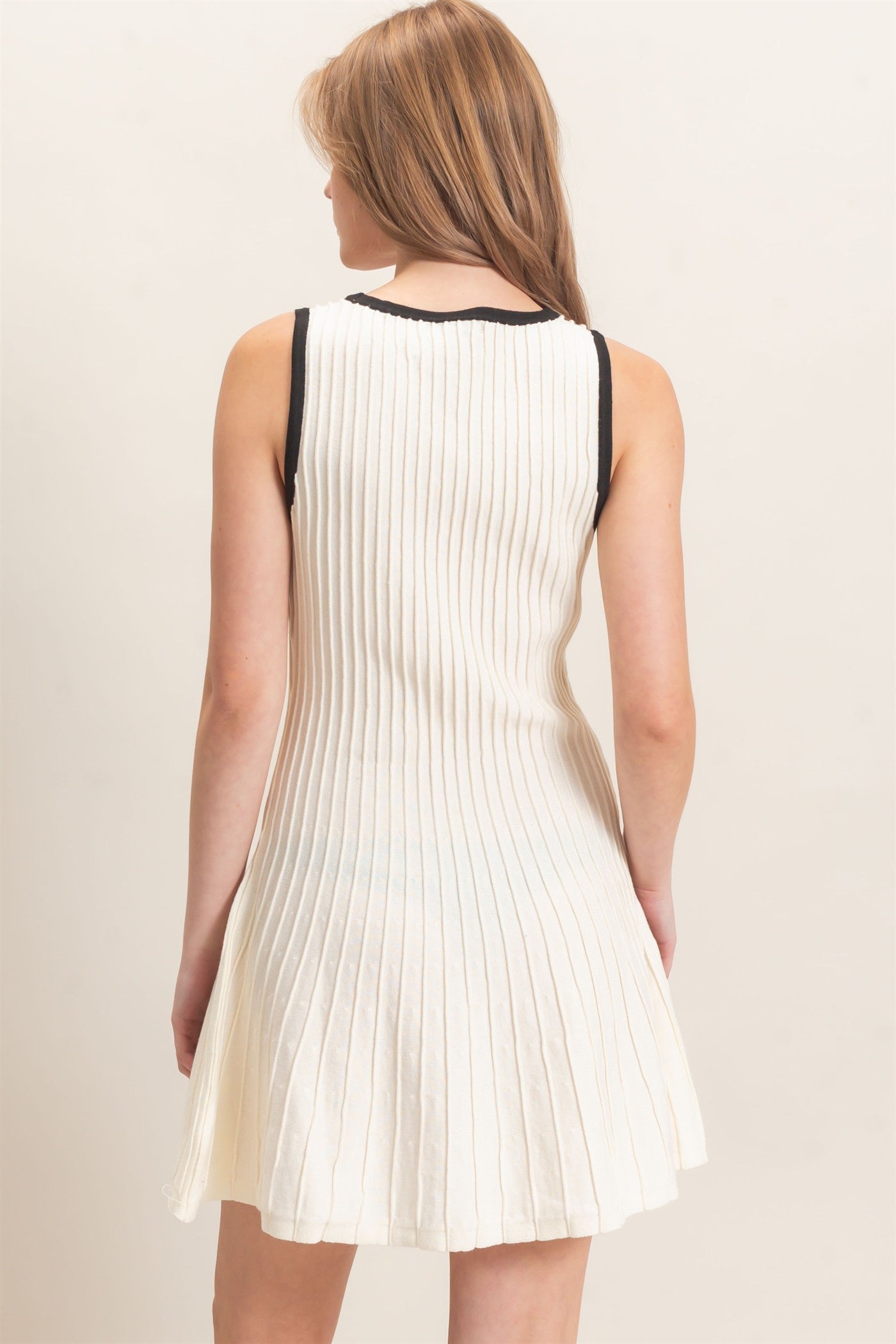 Wholesale Ribbed Square Neck Mini Dress Dresses HF26F213 CREAM HYFVE
