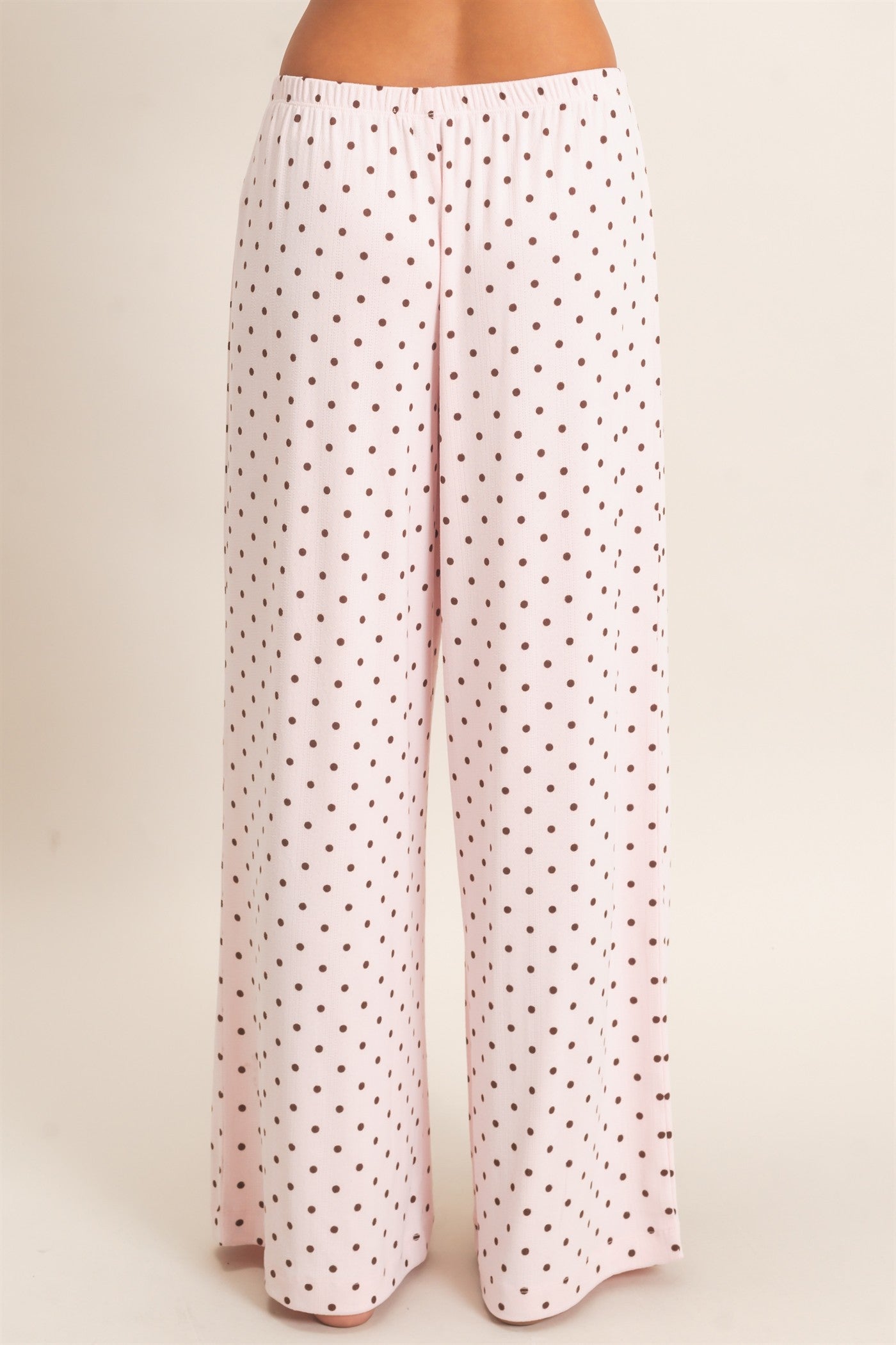 Wholesale Polka Dot Wide Leg Pants Pants DZ27A168 LIGHT PINK DOUBLE ZERO
