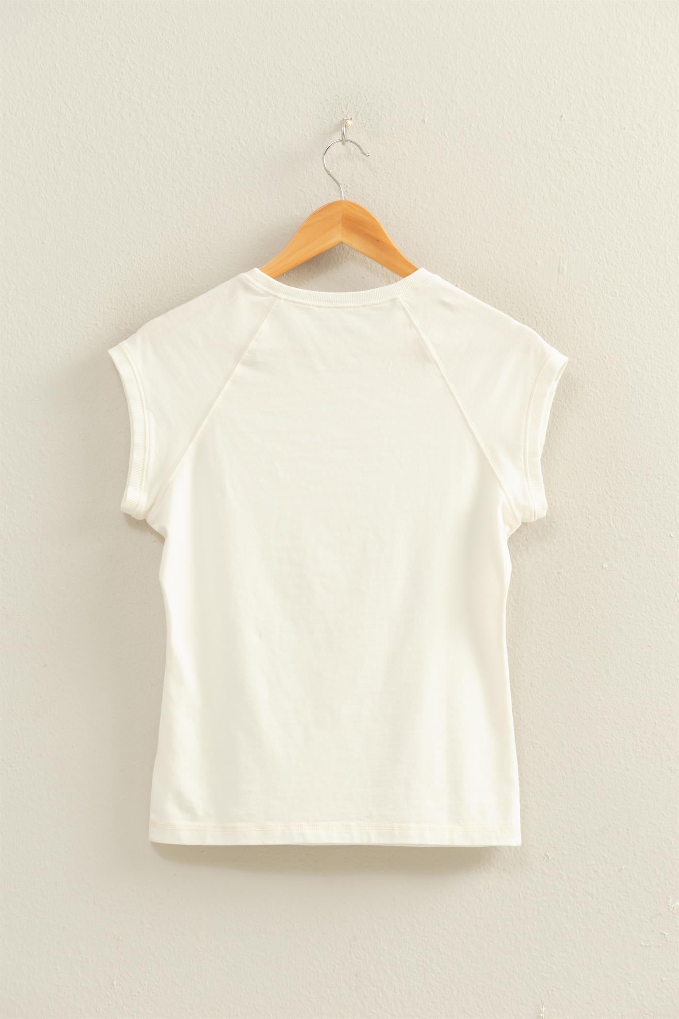 Wholesale Mineral Wash Raglan Short Sleeve Top T-Shirts DZ26A741 WHITE DOUBLE ZERO