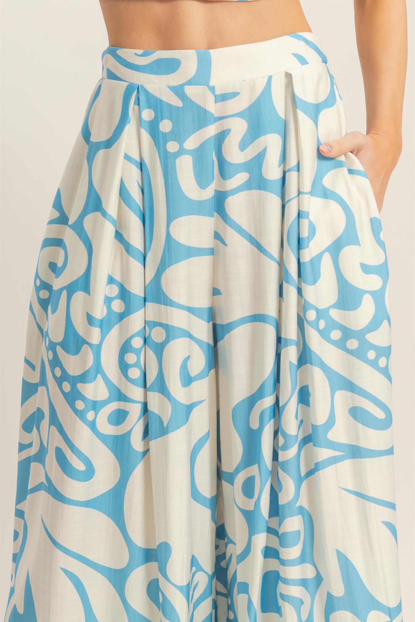 Wholesale Strapless Top & Wide Leg Pants Set Clothing HF26A344-SET-D BLUE HYFVE