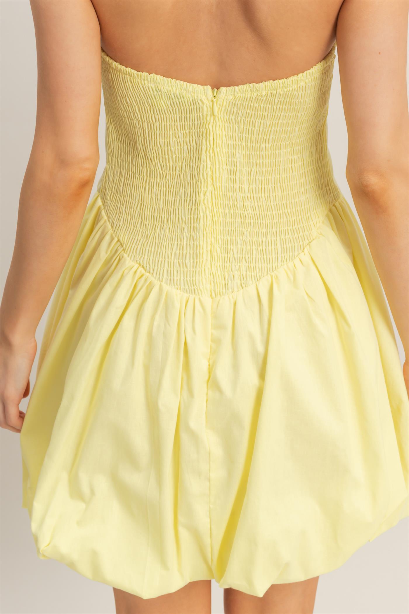 Wholesale Halter Bubble Hem Dress Dresses HF26A012 YELLOW HYFVE