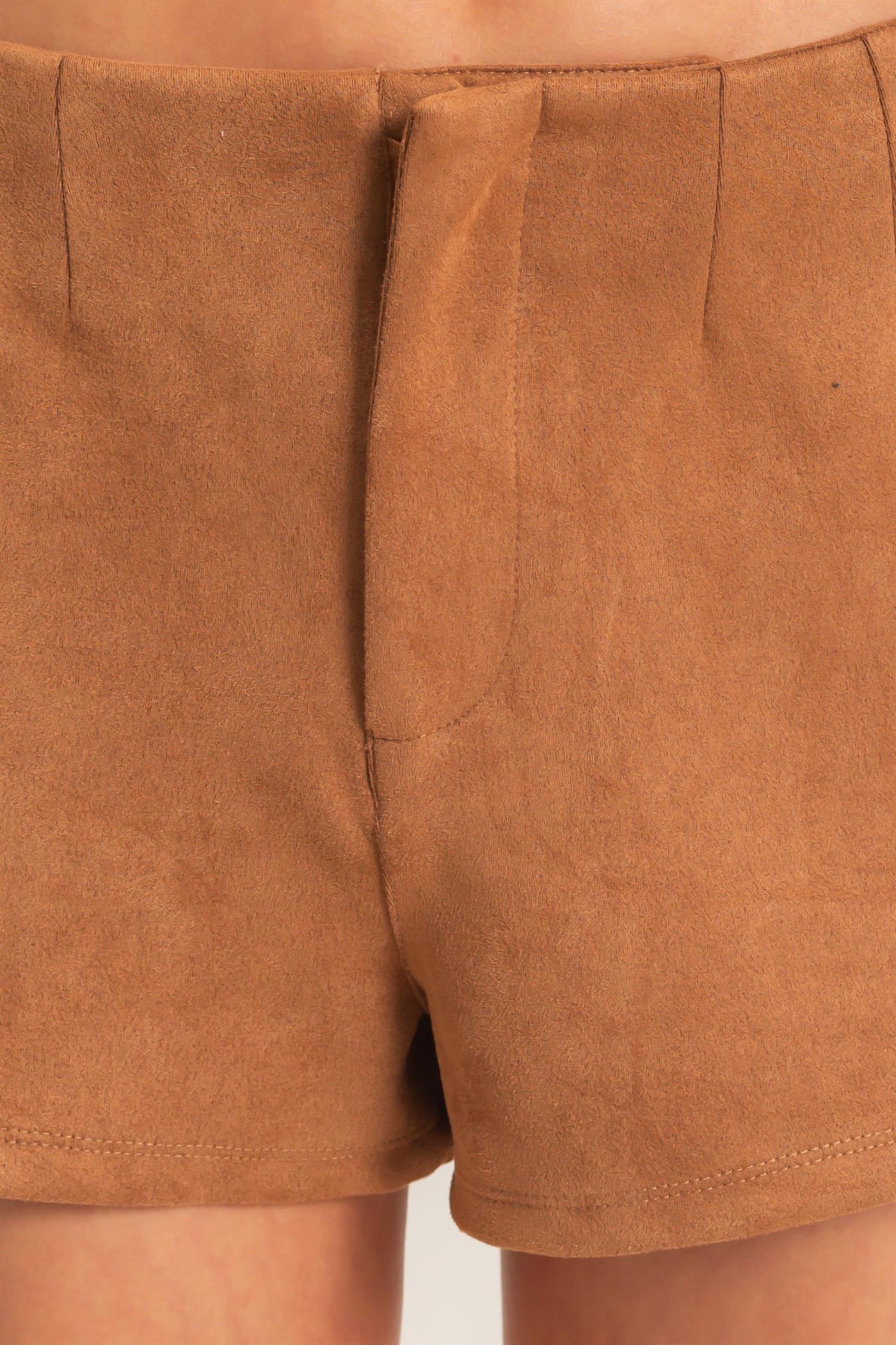Wholesale High Waist Suede Shorts Shorts HF26E908 CAMEL HYFVE