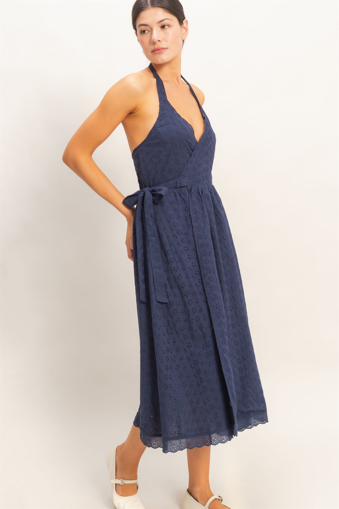 Wholesale Halter Neck Midi Dress Dresses HF26C895 NAVY HYFVE