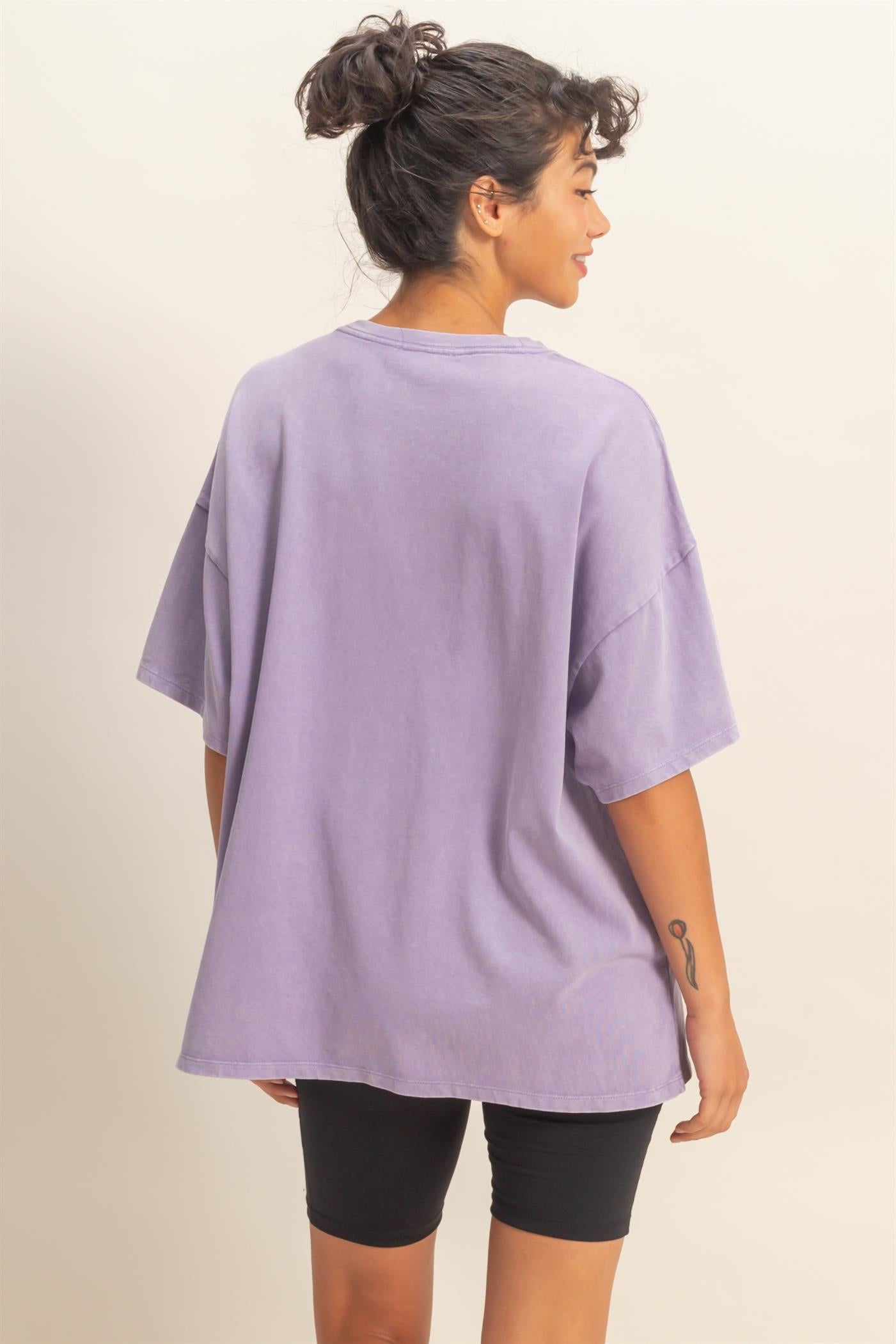 Wholesale Oversized Mineral Wash T-Shirt T-Shirts DZ26A031 DUSTY PURPLE DOUBLE ZERO