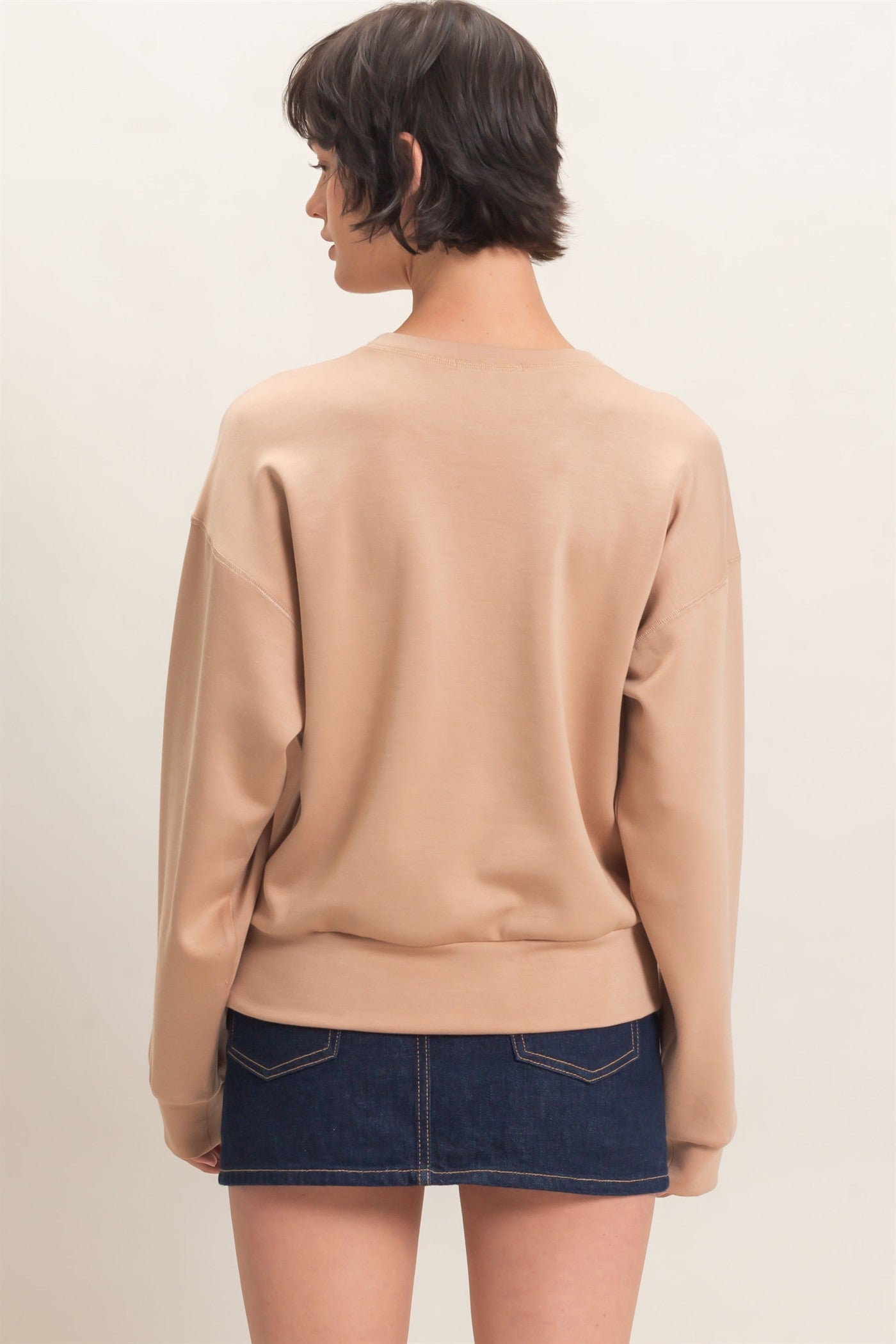 Wholesale Crew Neck Sweatshirt Sweatshirts DZ26C966 DARK TAUPE DOUBLE ZERO