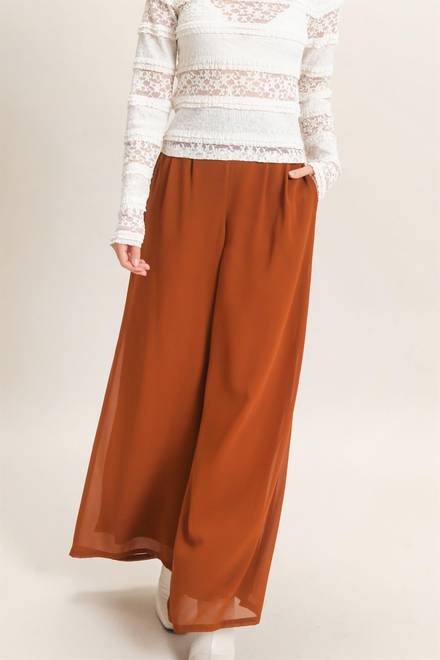 Wholesale Wide-Leg High Waist Pants Pants HF26F068-D CAMEL HYFVE