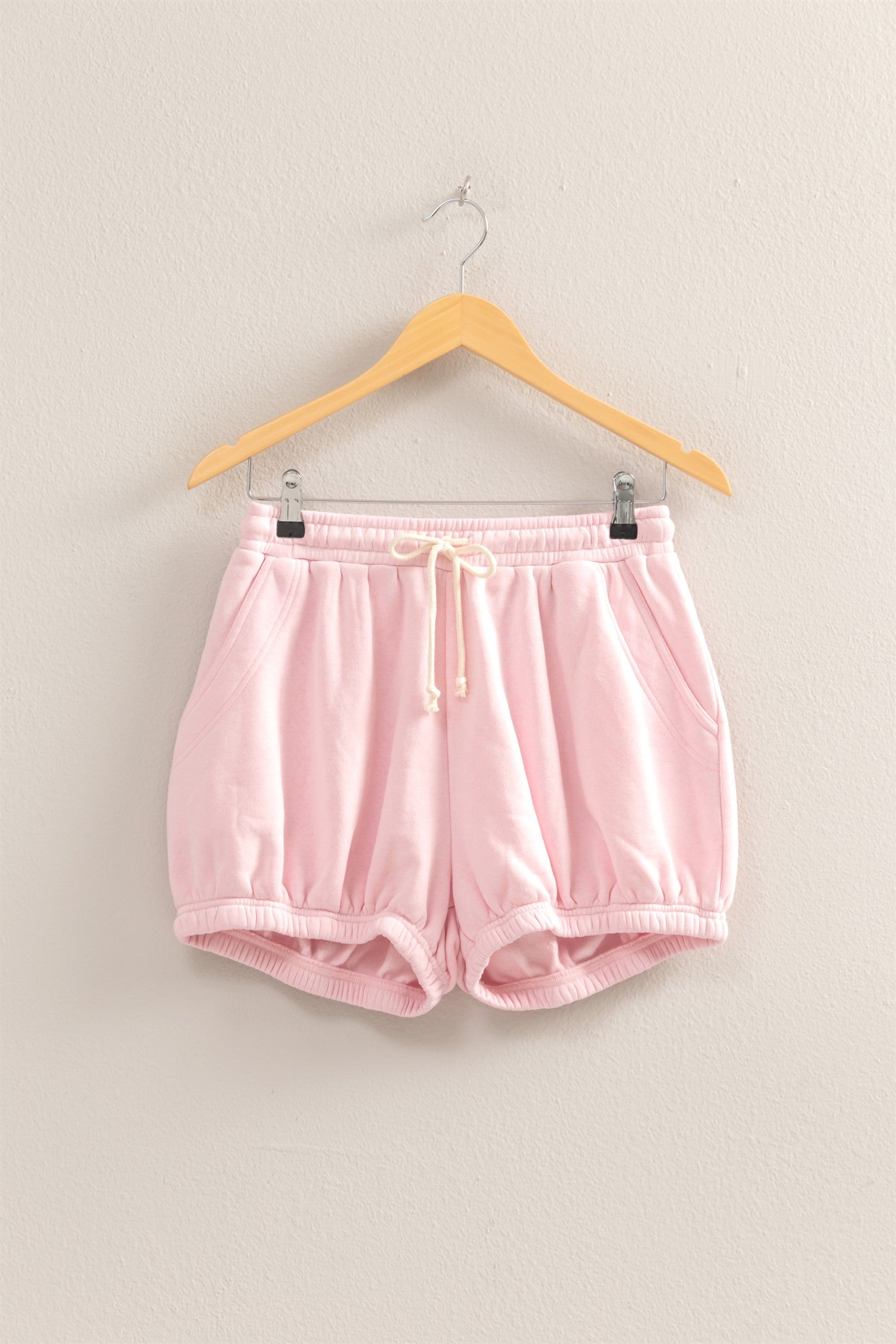 Wholesale Drawstring Waist Bubbled Hem Shorts Shorts DZ25A702 SOFT PINK DOUBLE ZERO