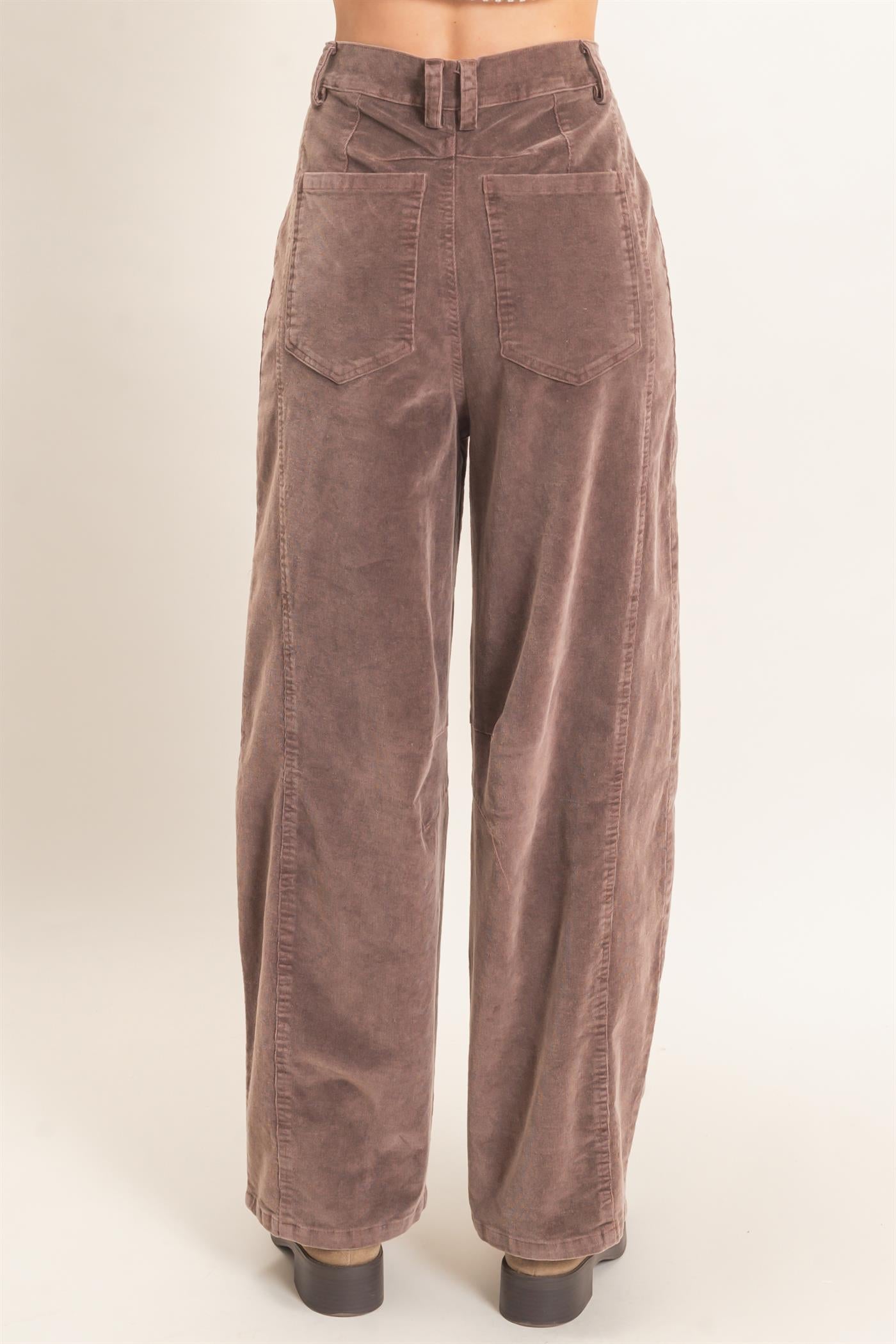 Wholesale Mineral Wash Wide-Leg Pants Pants HF26F238 BROWN HYFVE
