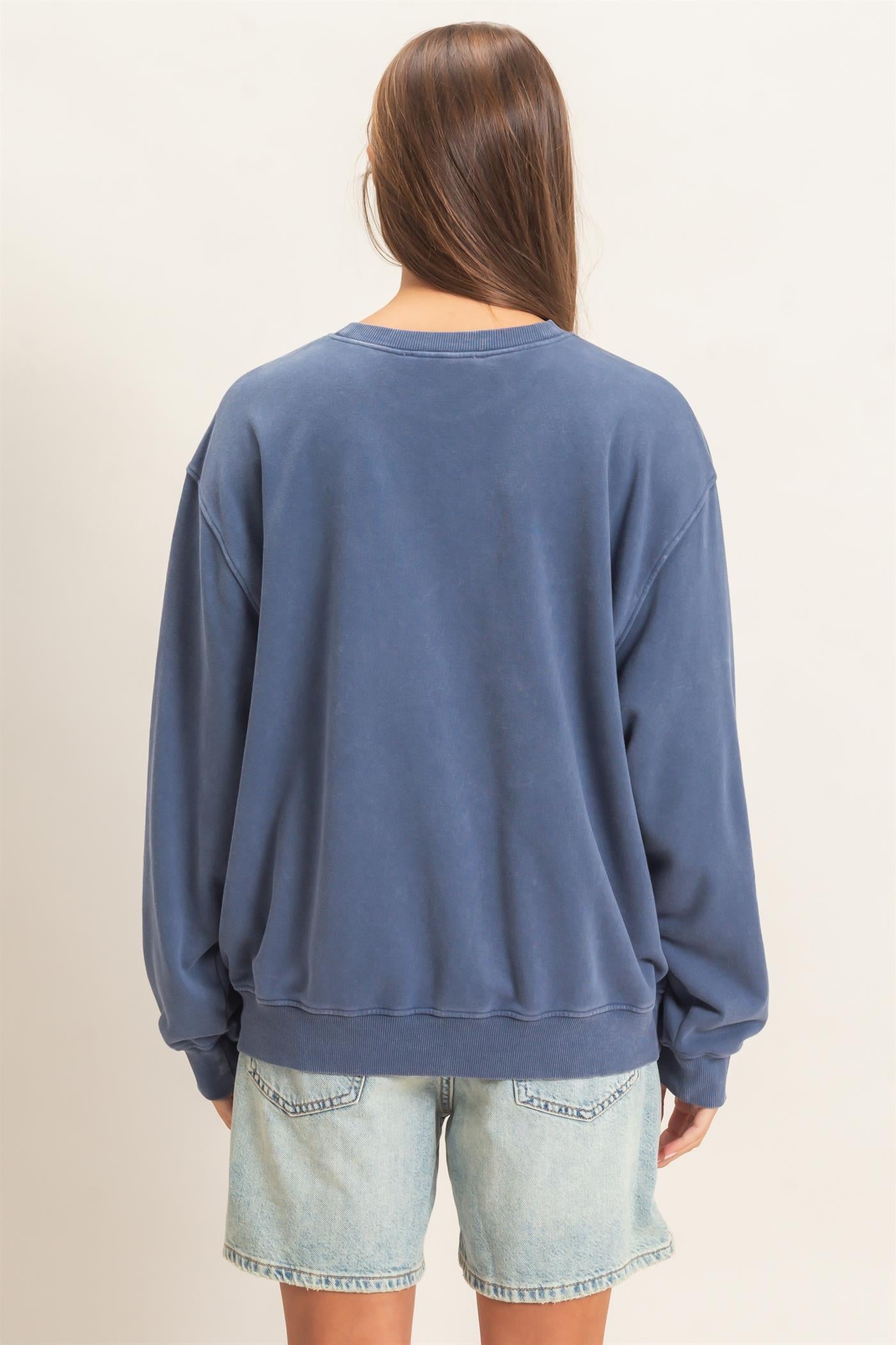 Wholesale Mineral Wash Crew Neck Sweatshirt Sweatshirts DZ26E990 NAVY DOUBLE ZERO