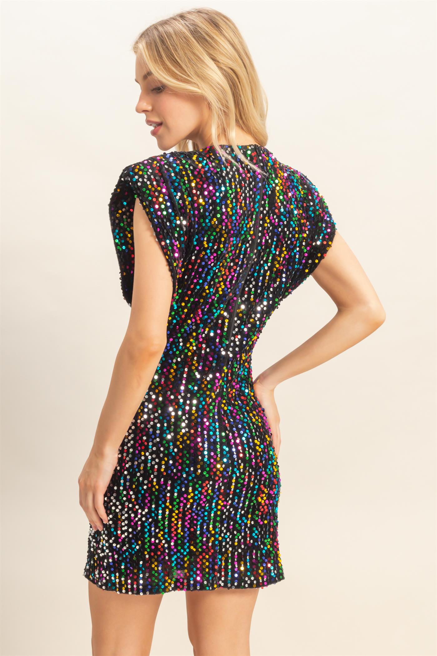 Wholesale Sequin Velvet Mini Dress Dresses HF25F372 MULTI HYFVE