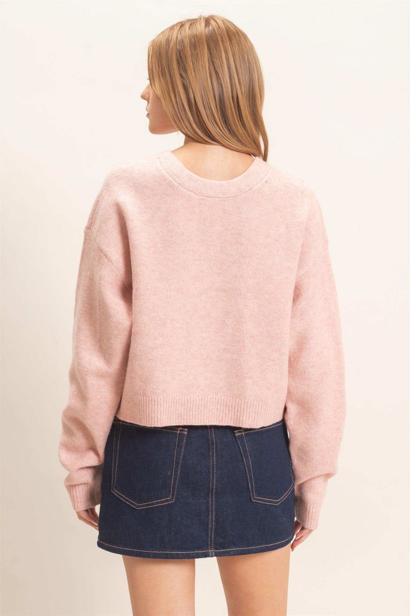 Wholesale Two-Way Bow Tie Sweater Sweaters HF26E167 DUSTY PINK HYFVE