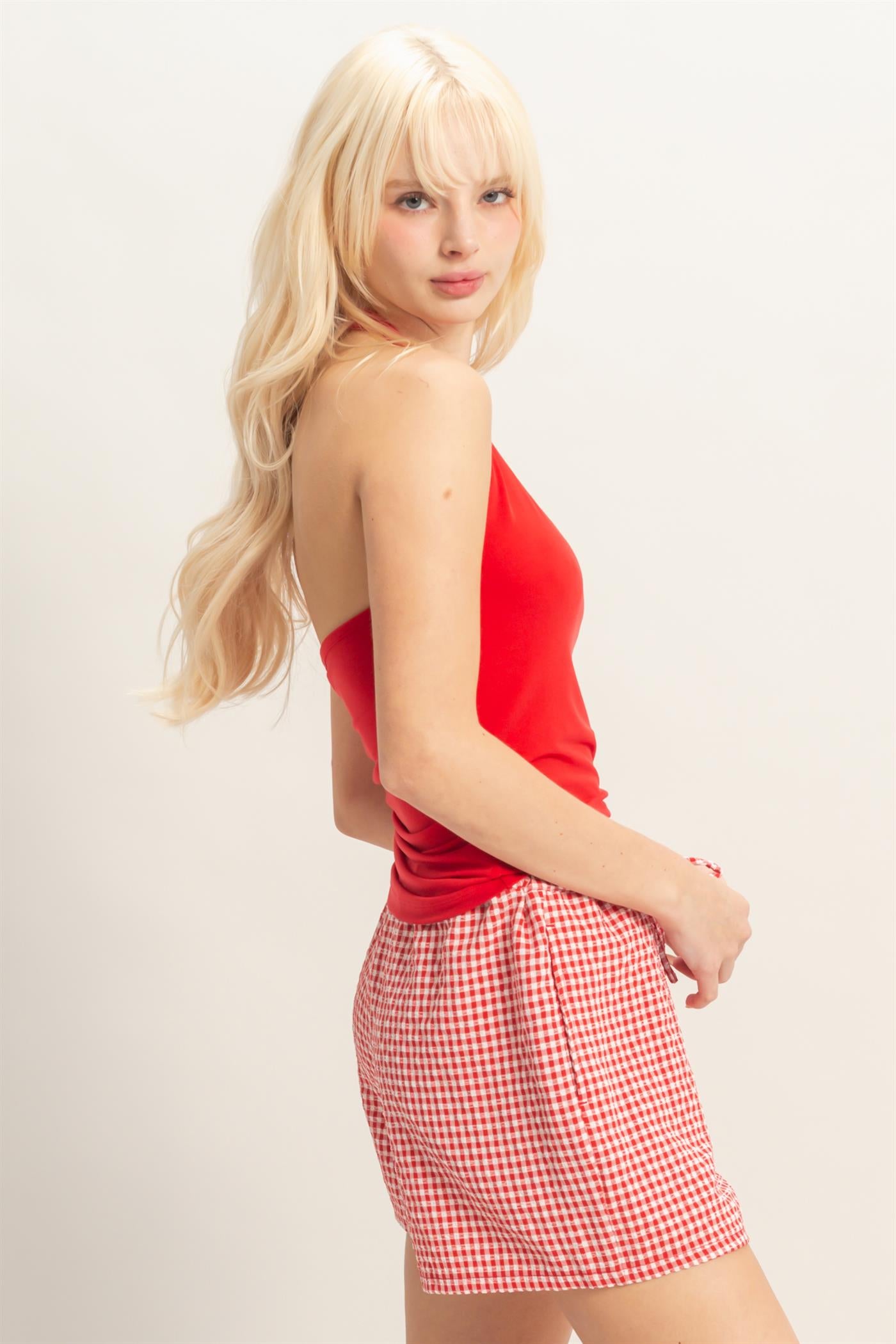 Wholesale Halter Tank Top Clothing Tops DZ26C710 RED DOUBLE ZERO