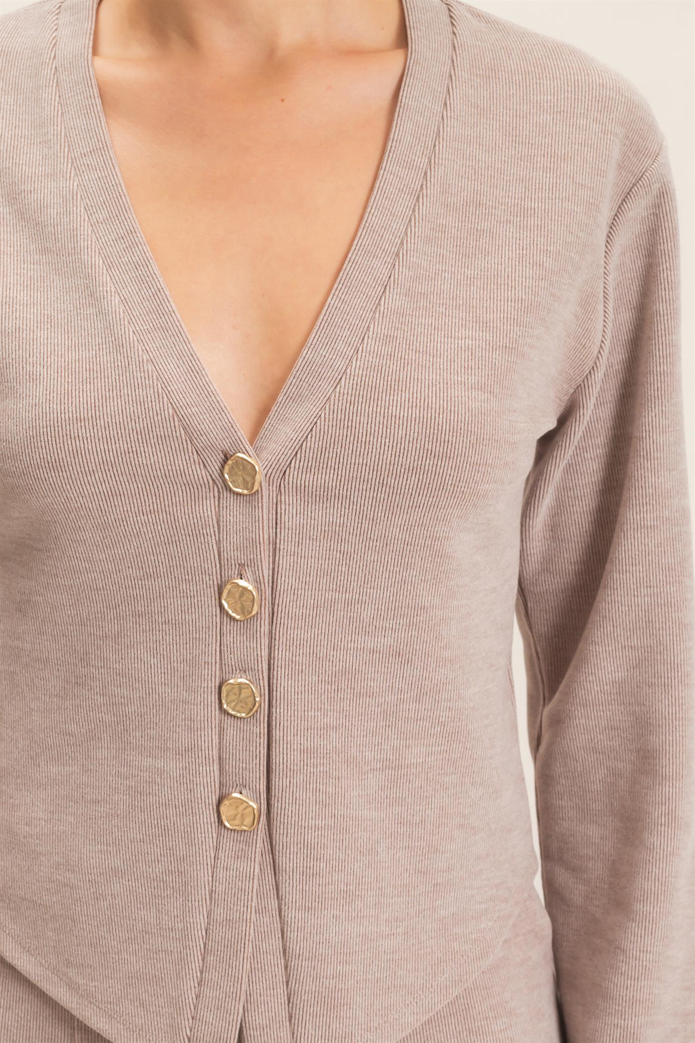 Wholesale V-Neck Buttoned Cardigan Cardigans HF26E540 BEIGE HYFVE