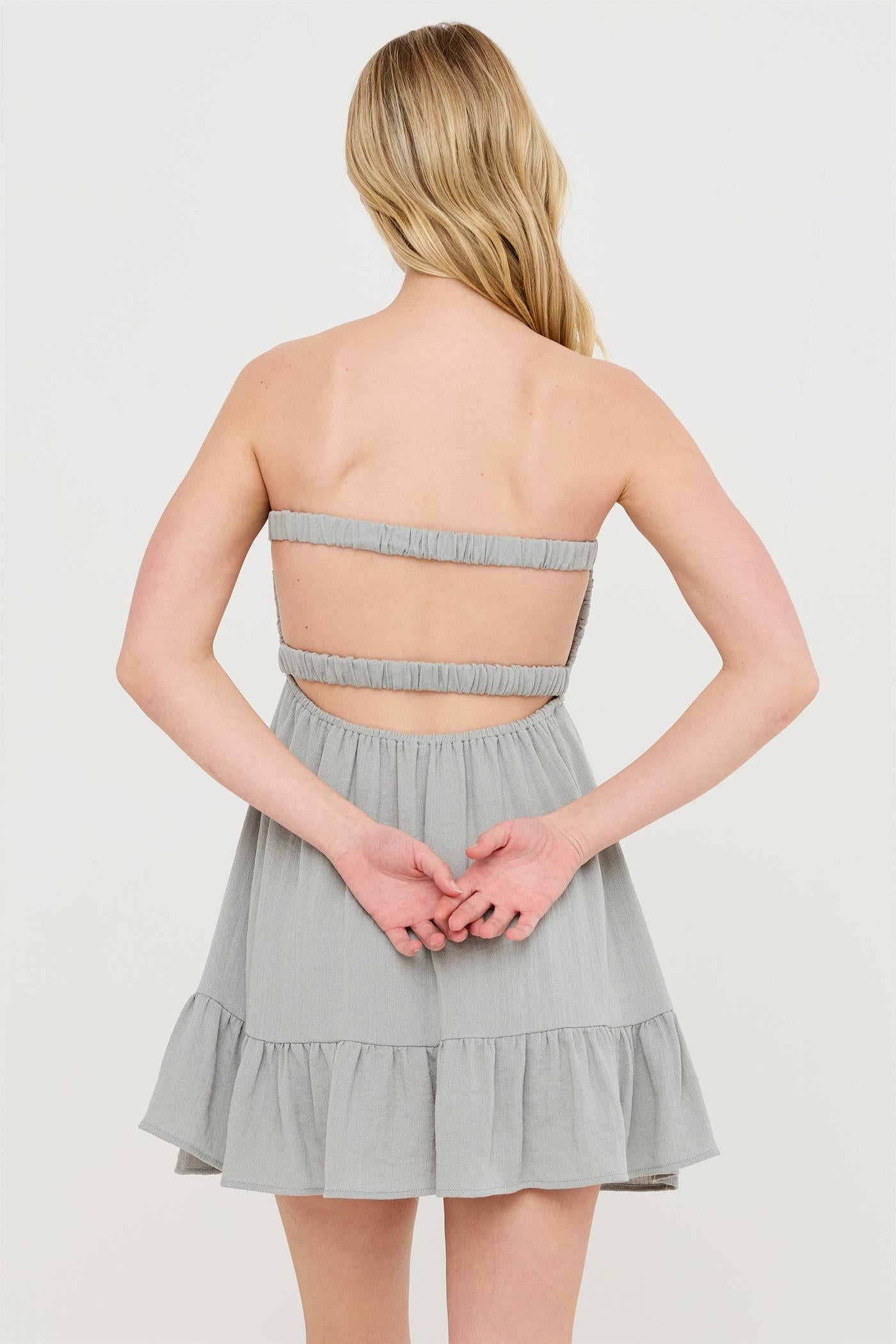 Wholesale Twist Front Mini Dress Dresses HF26C118-D DUSTY SAGE HYFVE