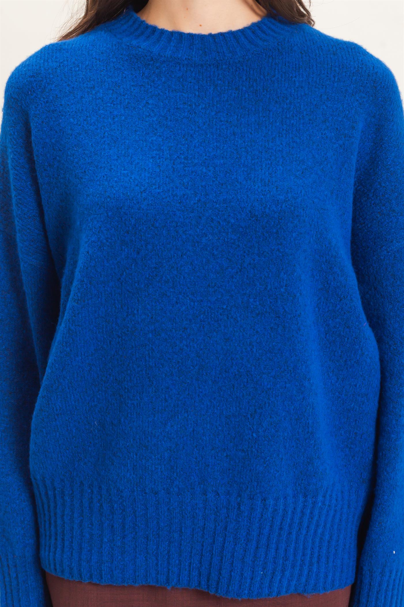 Wholesale Ribbed Crew Neck Sweater Sweaters HF26F179-D ROYAL BLUE HYFVE