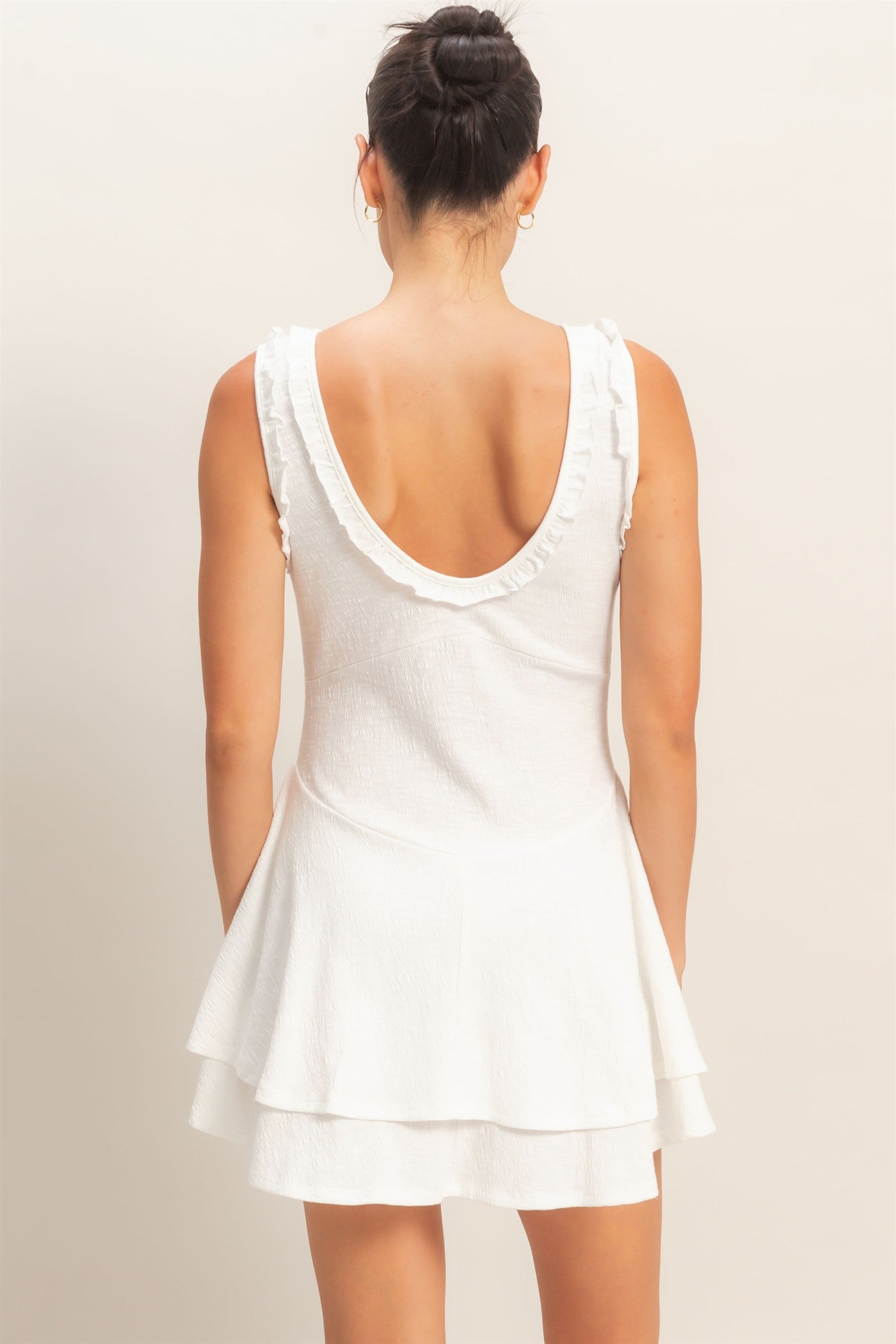 Wholesale Ruffled Scoop Neck Dress Dresses HF26A561 IVORY HYFVE