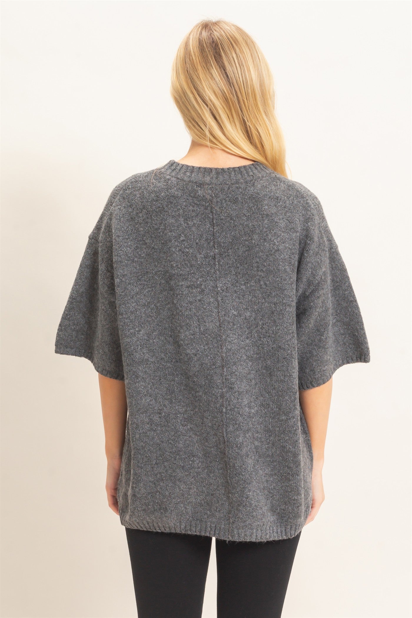 Wholesale Oversized Drop Shoulder Sweater Sweaters HF26E143 CHARCOAL HYFVE