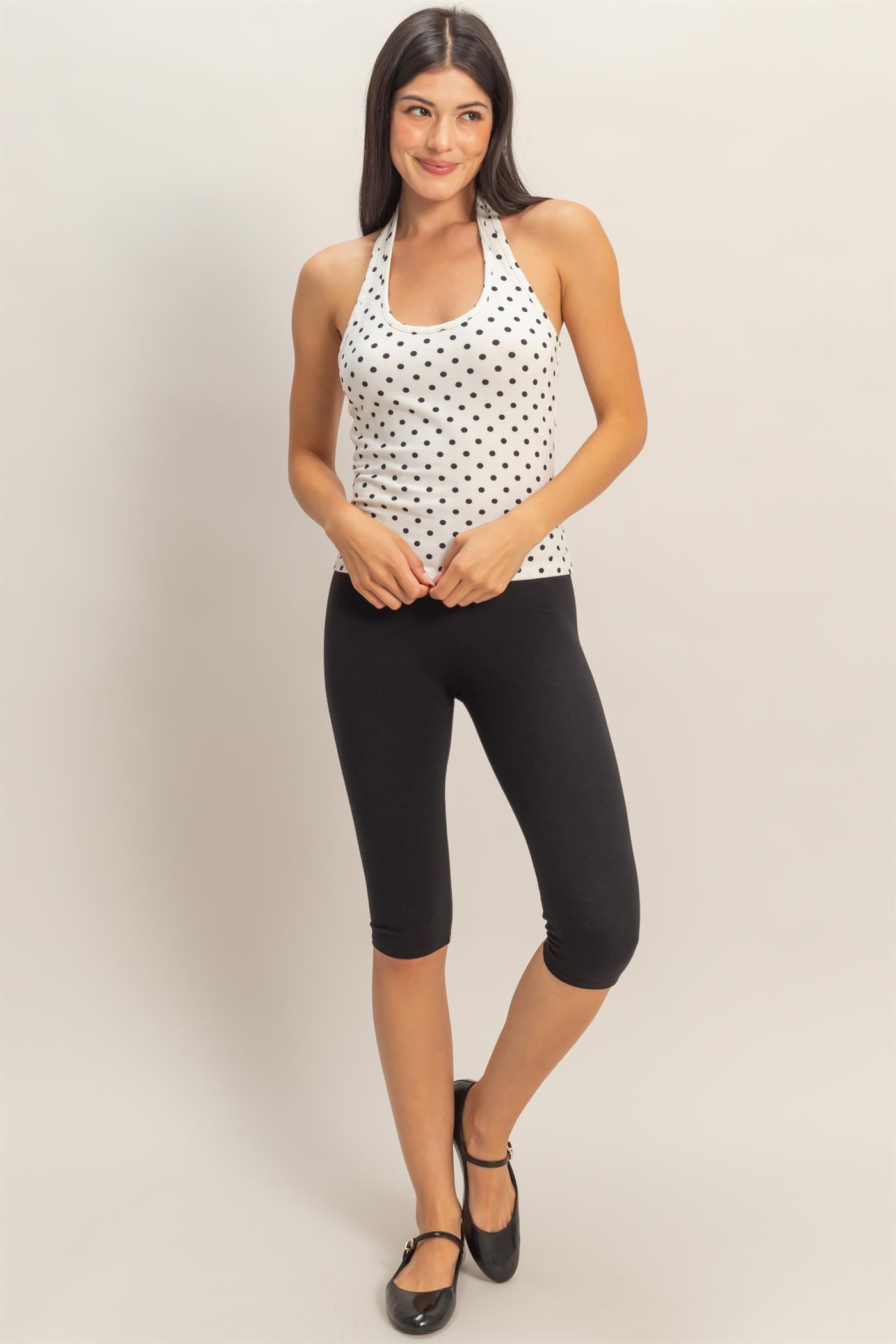 Wholesale Polka Dot Halter Top Clothing Tops DZ26C384 WHITE DOUBLE ZERO