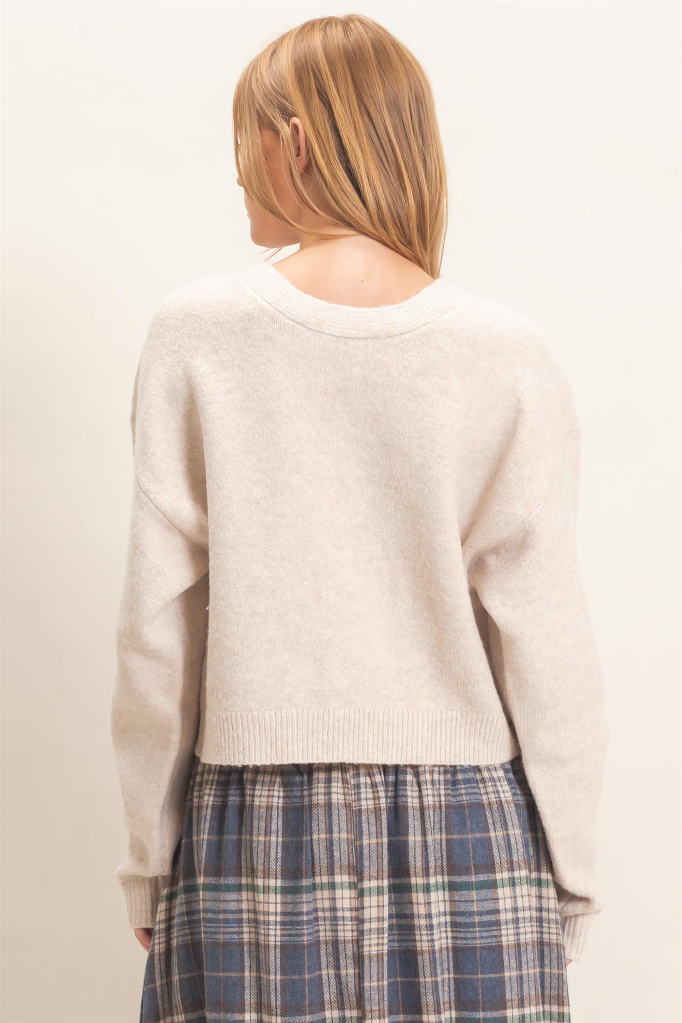 Wholesale Two-Way Bow Tie Sweater Sweaters HF26E167 BEIGE HYFVE