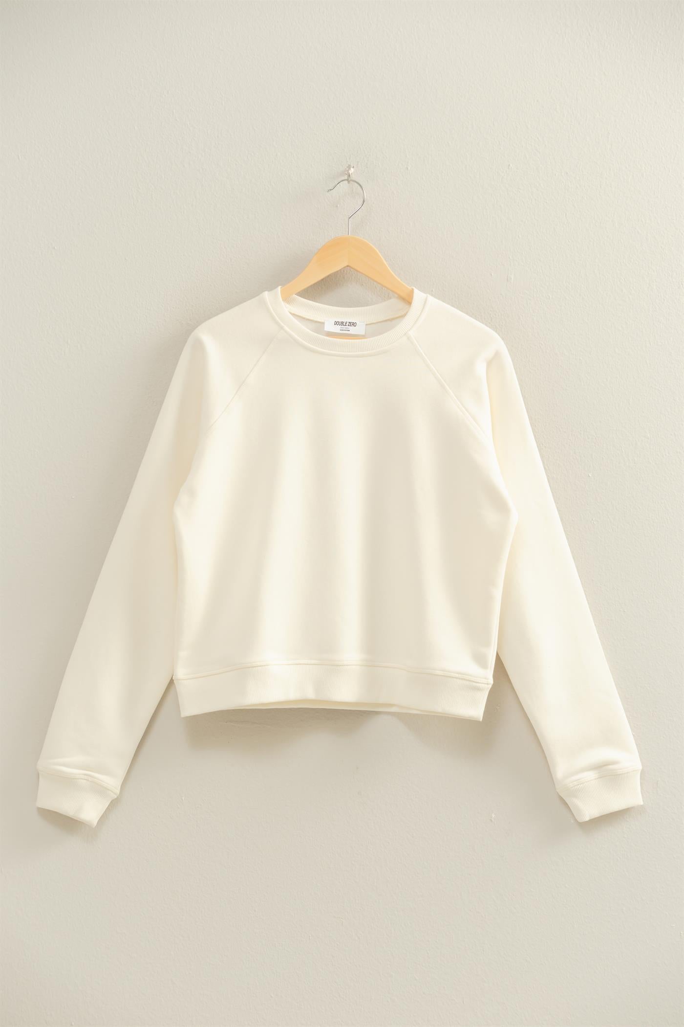 Wholesale Crew Neck Raglan Sleeve Comfy Pullover Sweatshirt Sweatshirts DZ25E237 WHIP CREAM DOUBLE ZERO